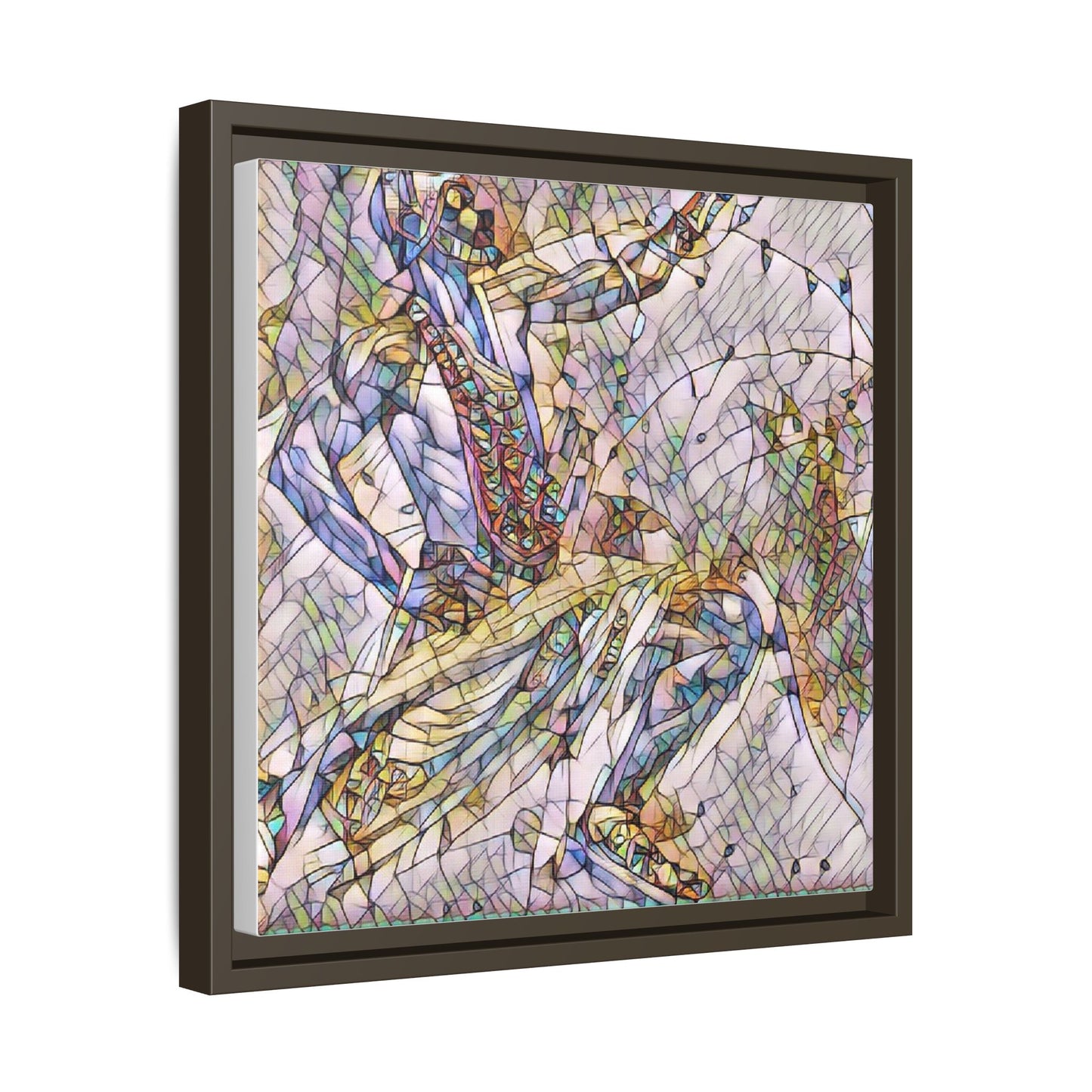 Abstract Stained-Glass Dancers — Framed Matte Canvas Art