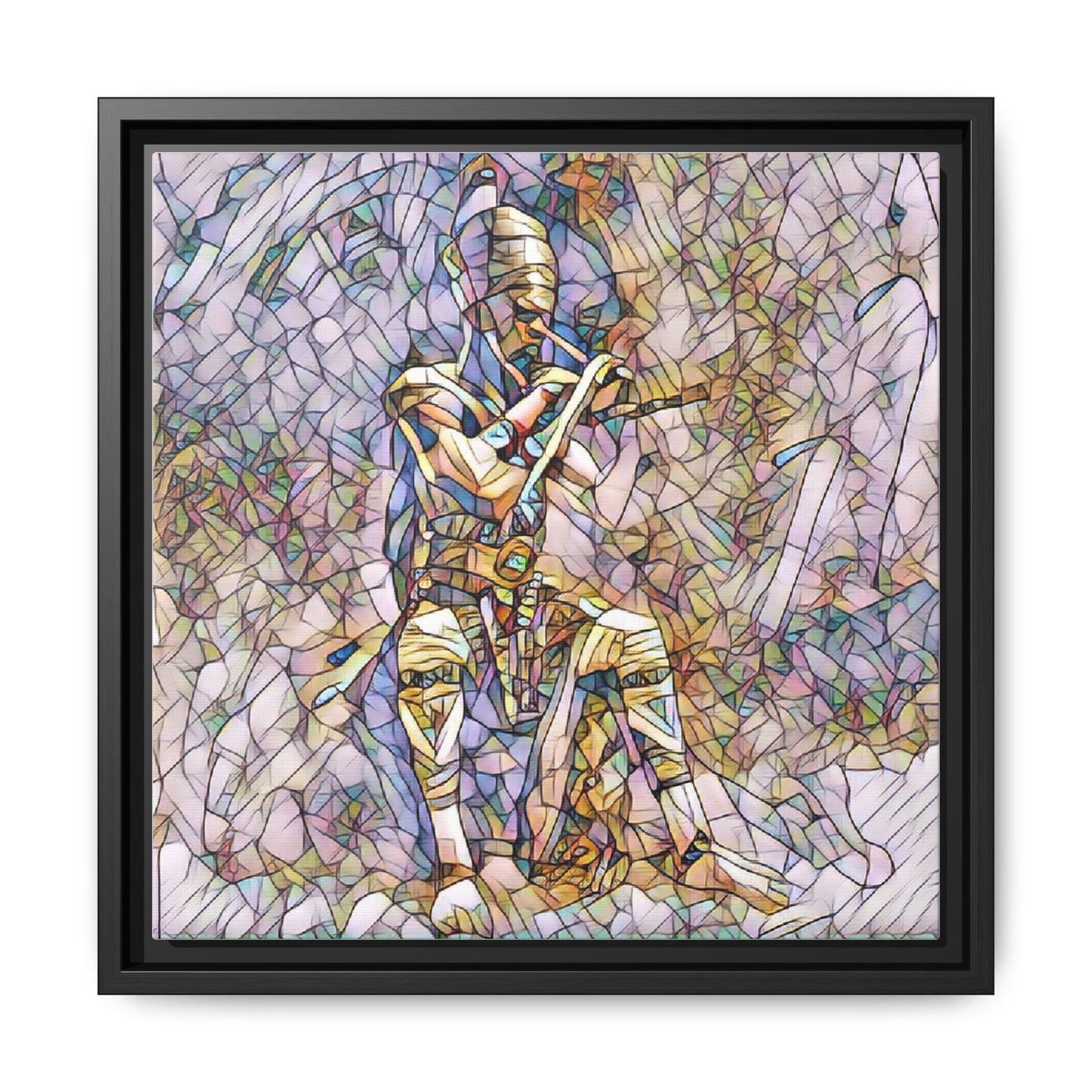 Framed Matte Canvas - Stained Glass Knight Artwork