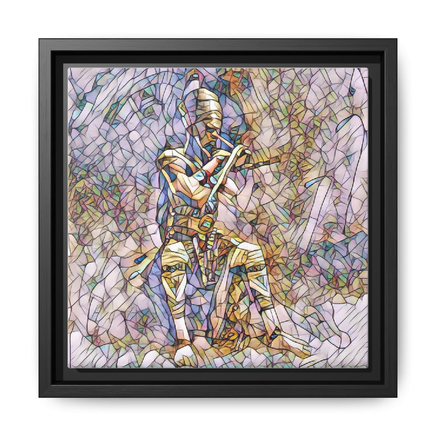 Framed Matte Canvas - Stained Glass Knight Artwork