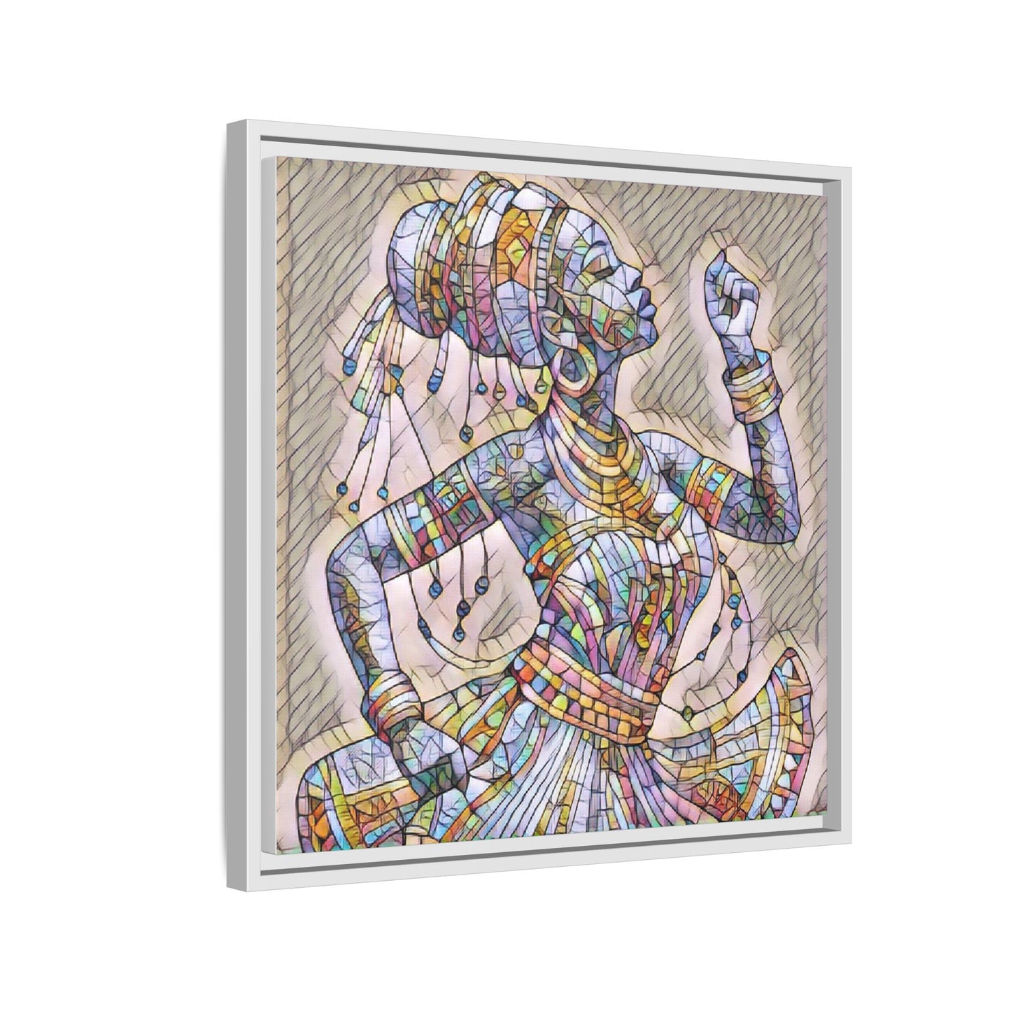 Framed Canvas Art — Colorful Mosaic Dancer