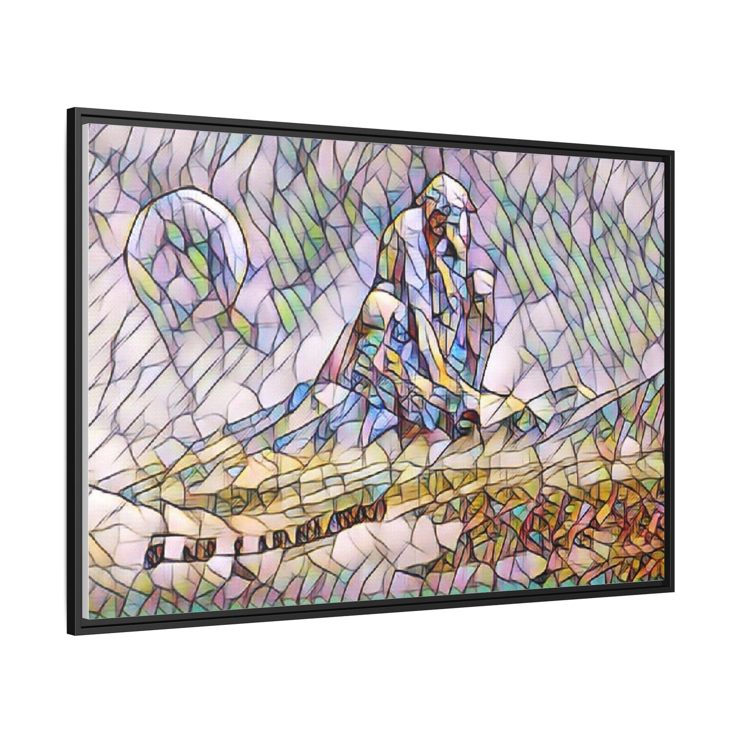 Stained-Glass Surfing Canvas Print — Framed Matte Wall Art