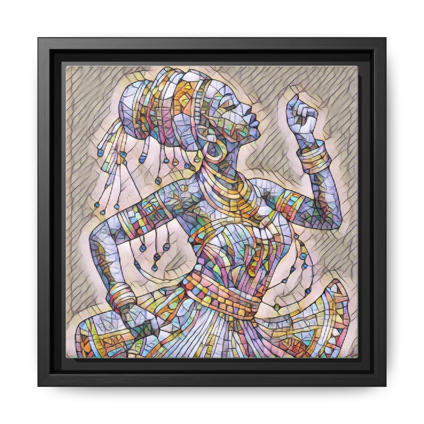Framed Canvas Art — Colorful Mosaic Dancer