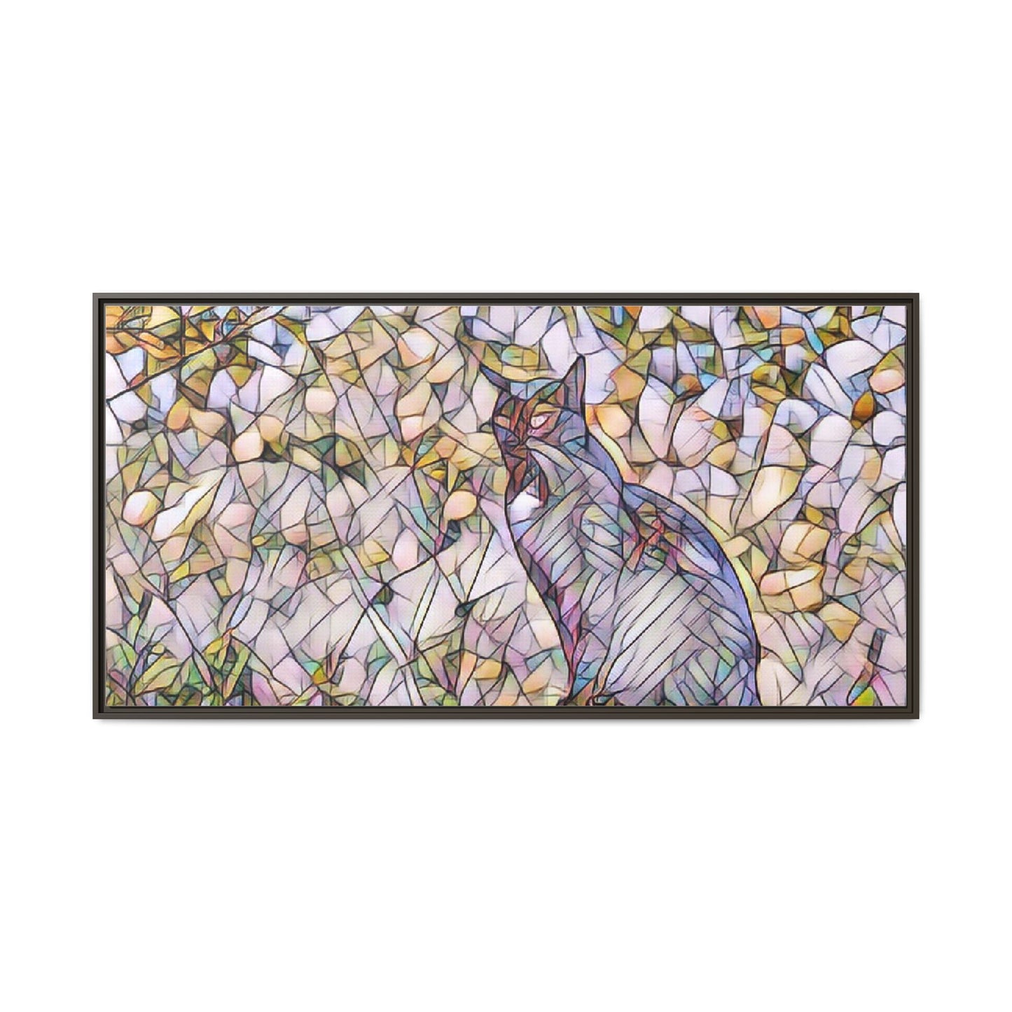 Framed Canvas Art - Stained Glass Heron Nature Print