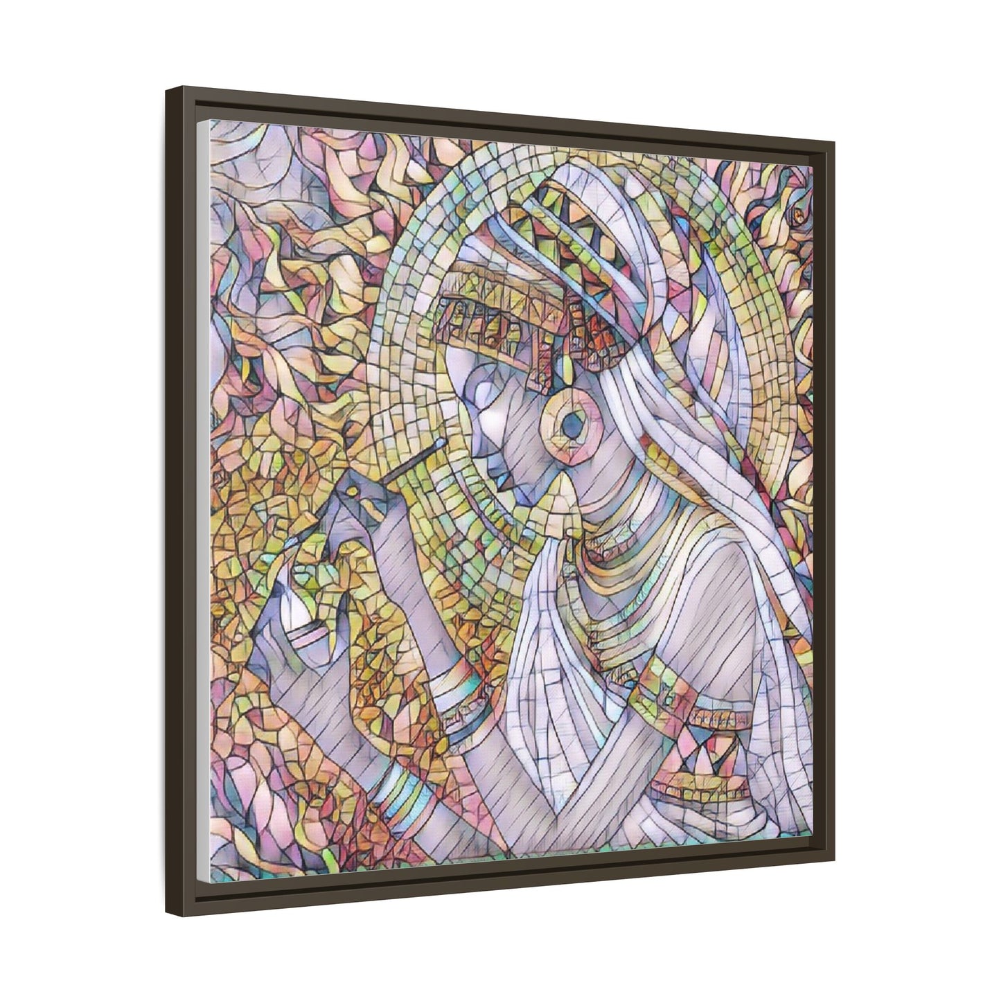 Egyptian Goddess Stained-Glass Matte Canvas (Framed)