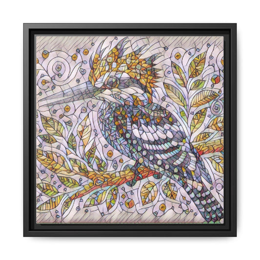 Framed Kingfisher Mosaic Matte Canvas Wall Art