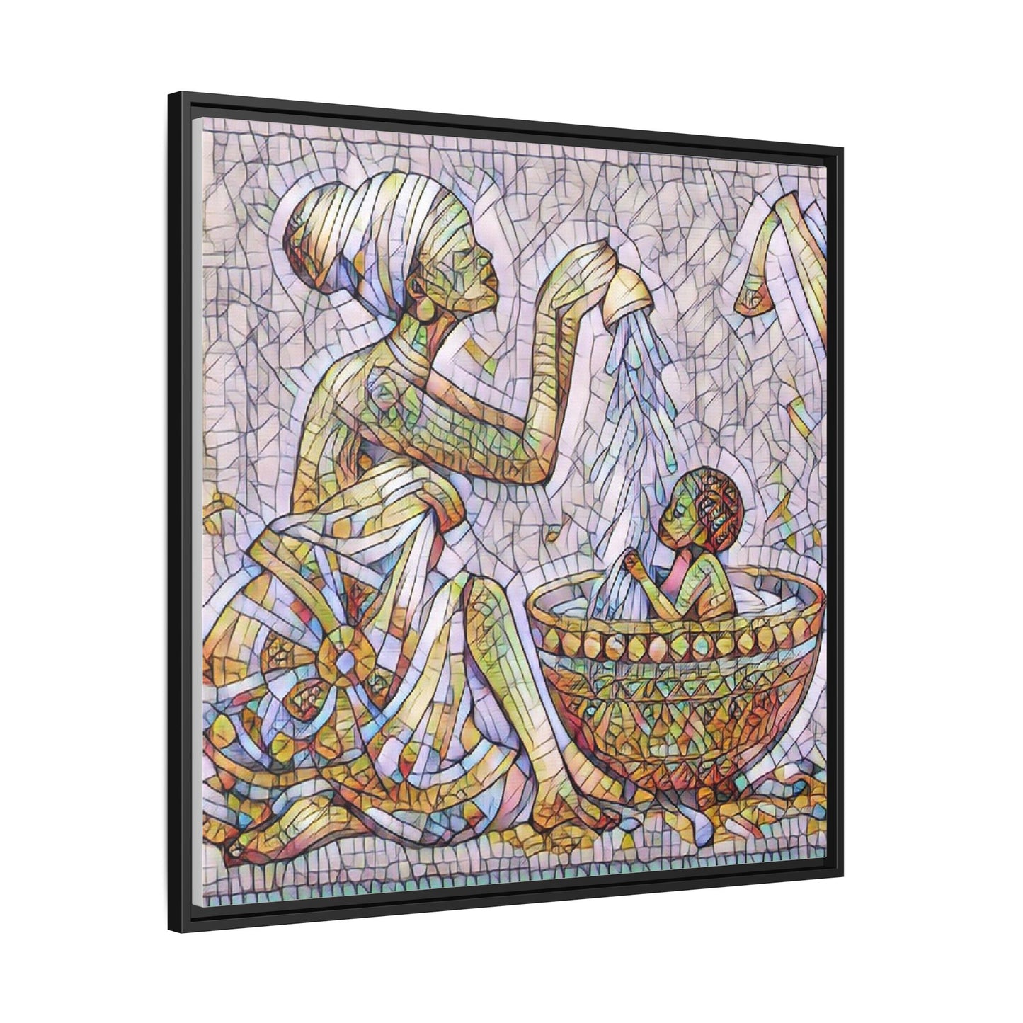 African Mother and Child Mosaic Matte Canvas (Framed)