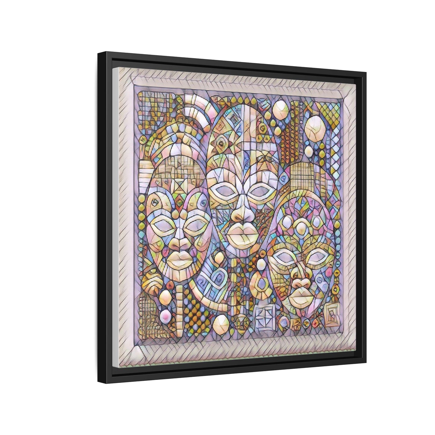 Abstract African Mask Art — Framed Matte Canvas Wall Art