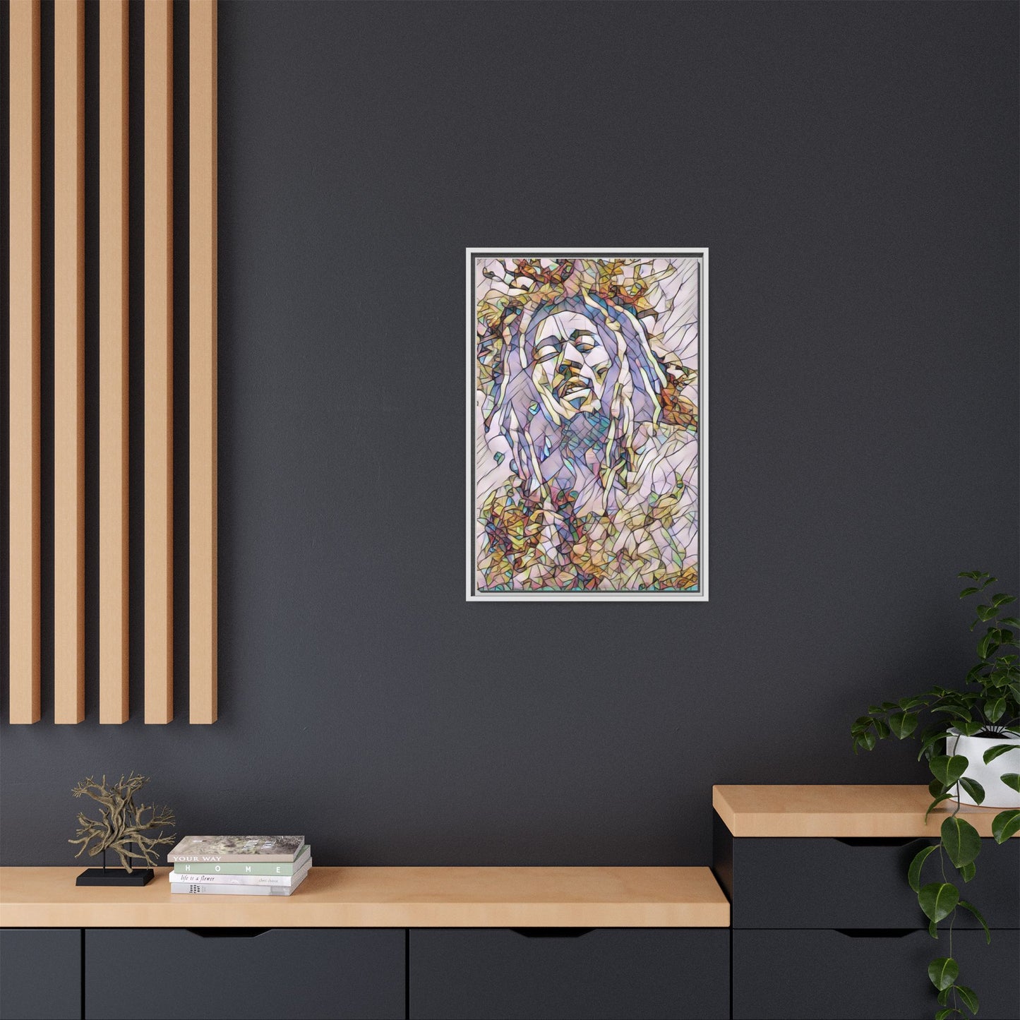 Abstract Multicolor Portrait Matte Canvas Framed Wall Art