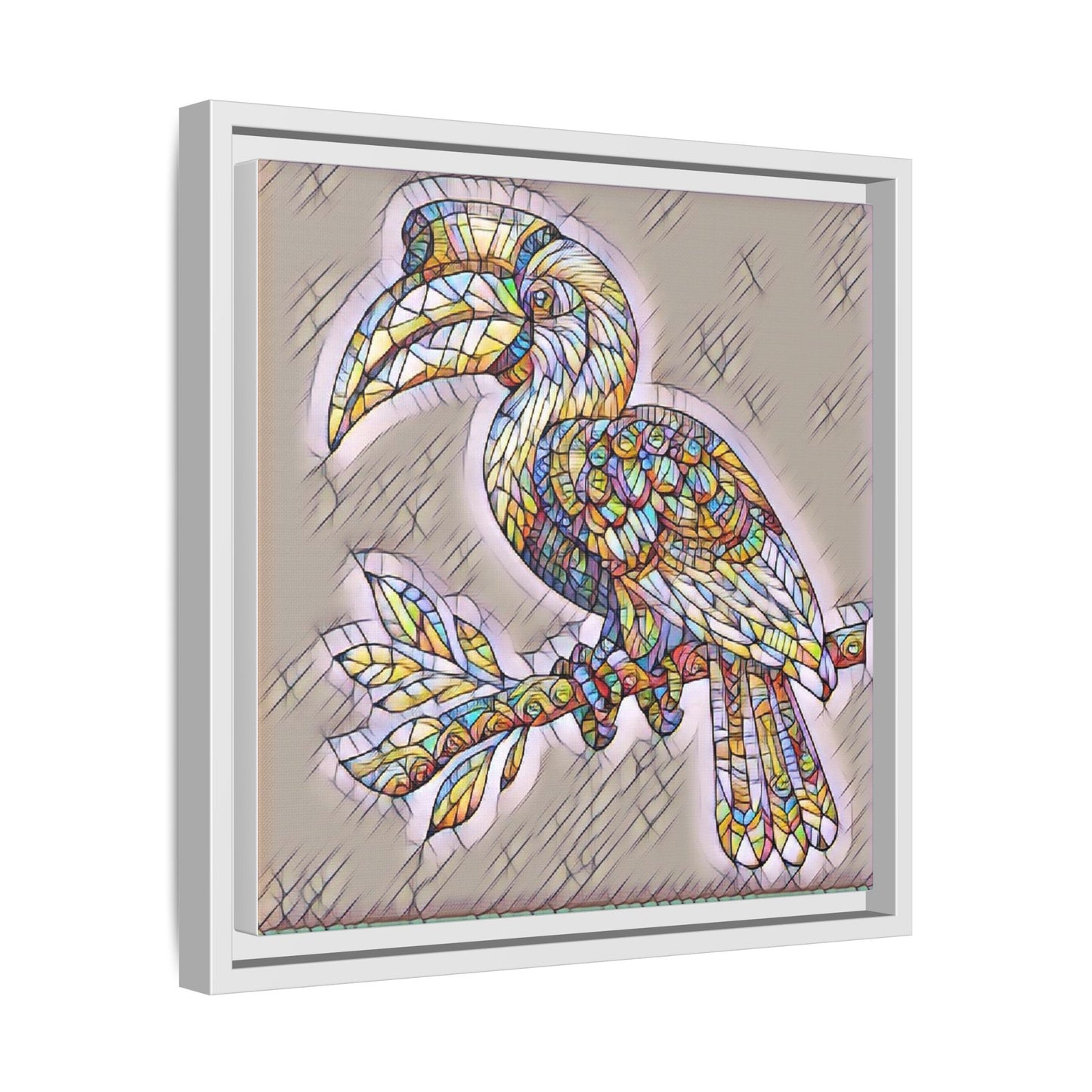 Colorful Stained Glass Toucan Matte Canvas Framed Wall Art
