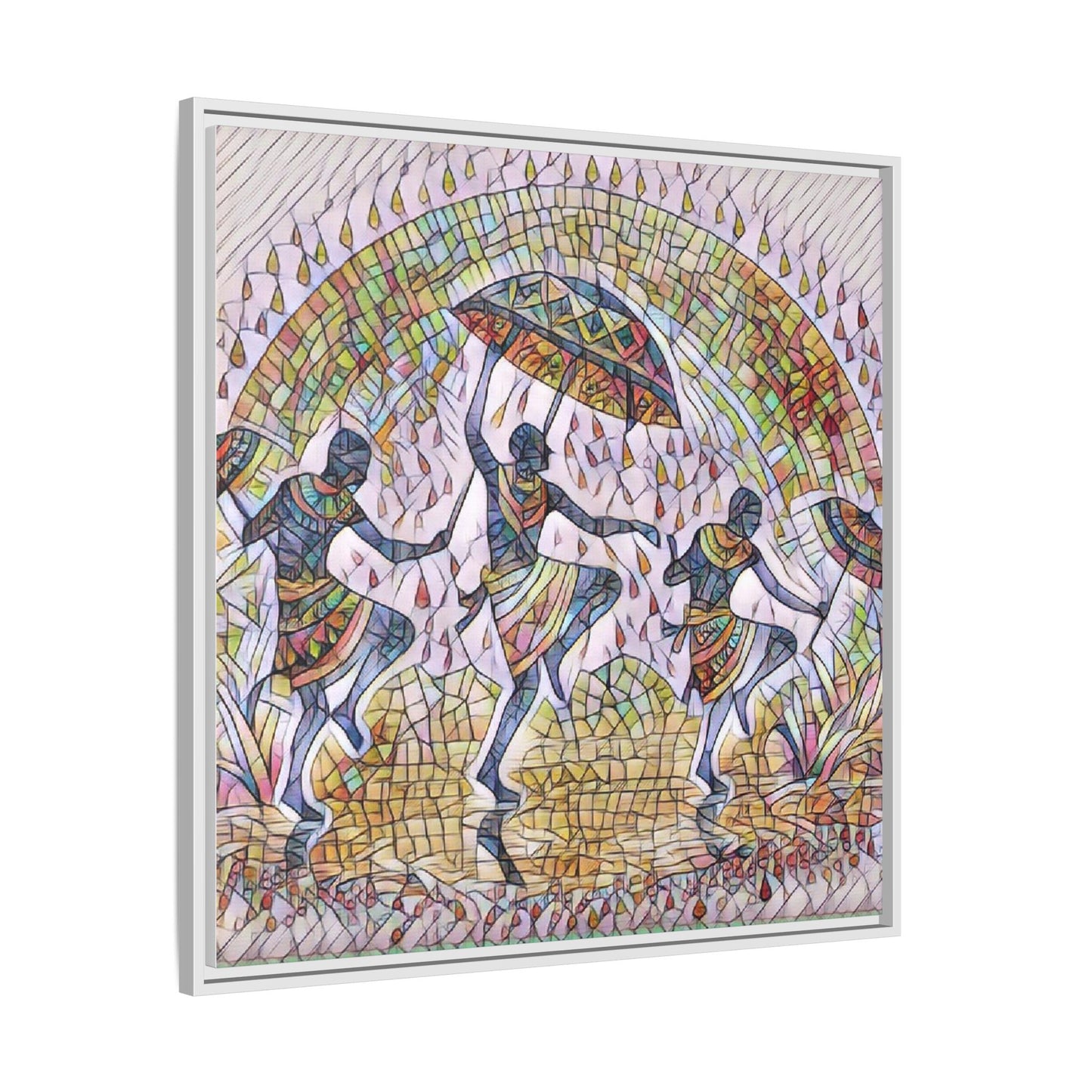 Framed Canvas Art — Colorful African Dance Mosaic