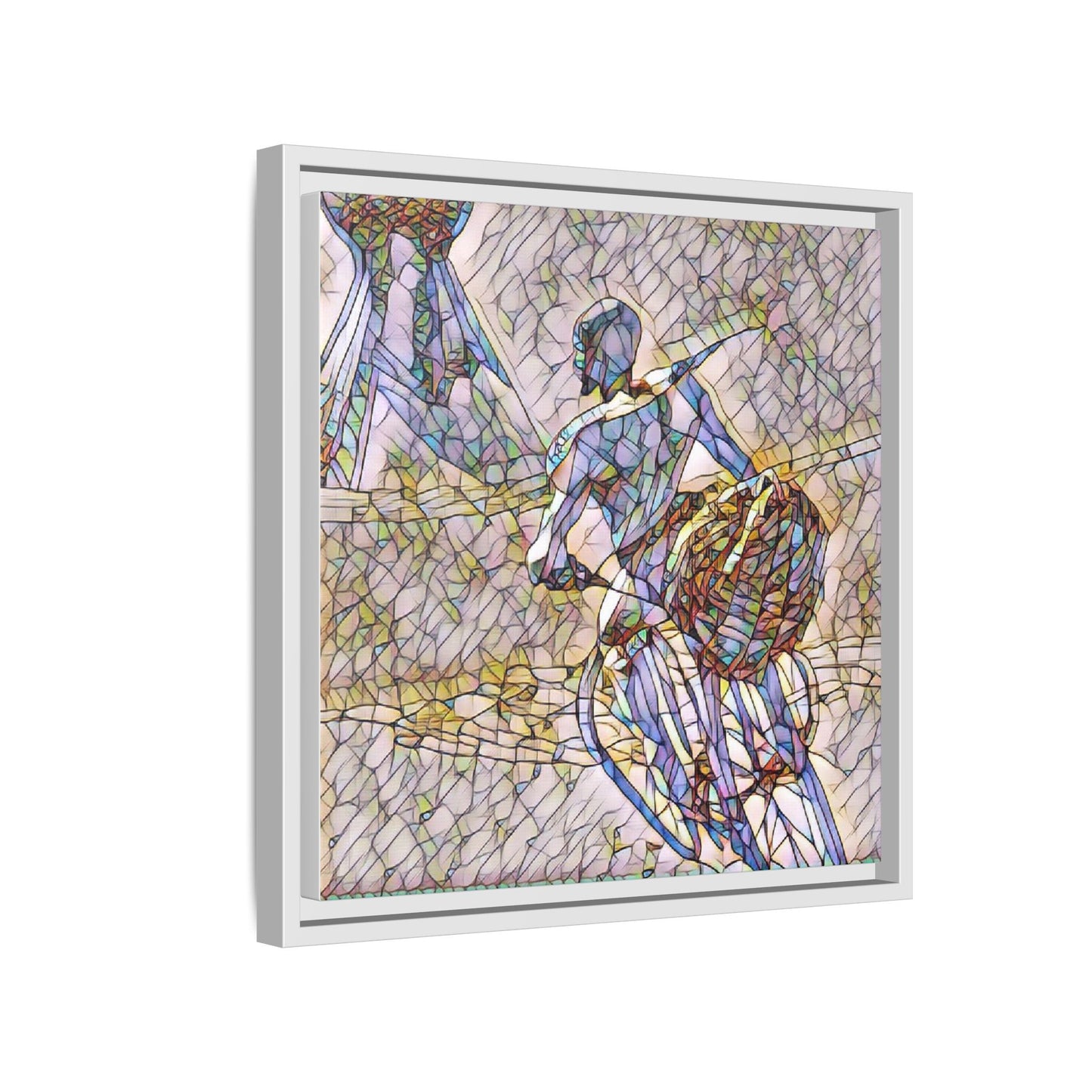 Abstract Stained-Glass Warrior Matte Framed Canvas