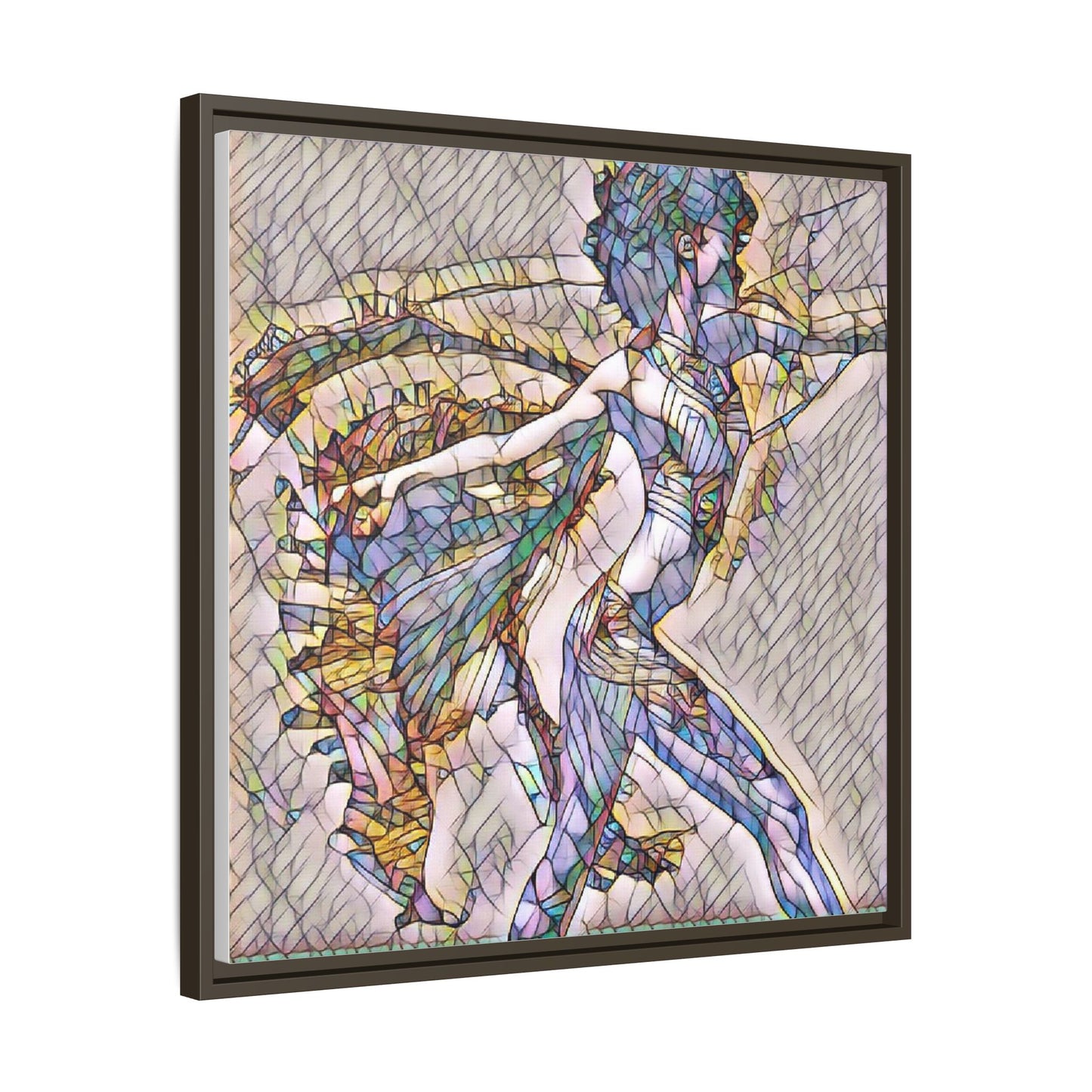 Abstract Stained-Glass Dancer Framed Canvas Art