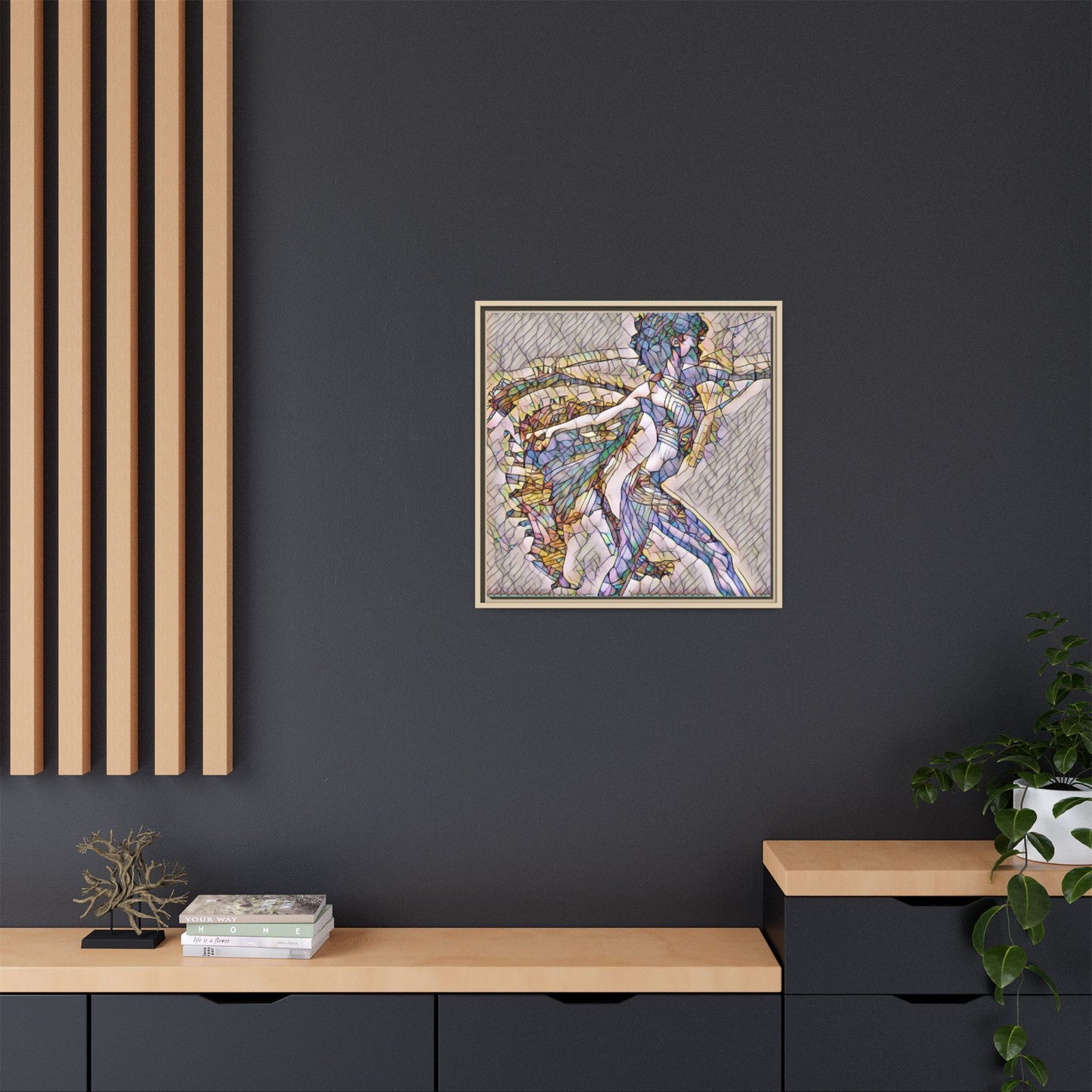 Abstract Stained-Glass Dancer Framed Canvas Art