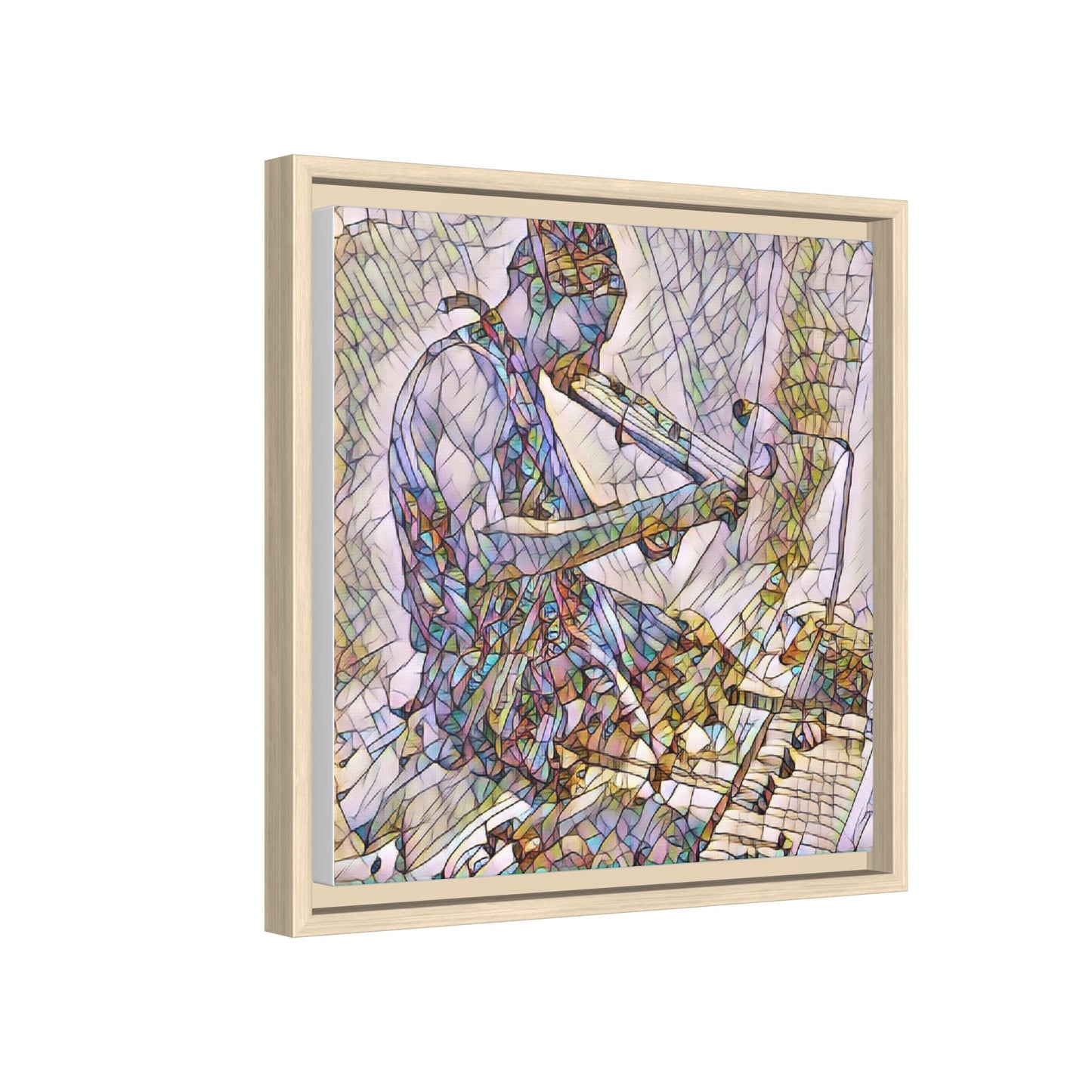 Abstract Violinist Matte Framed Canvas – Colorful Musical Art Print