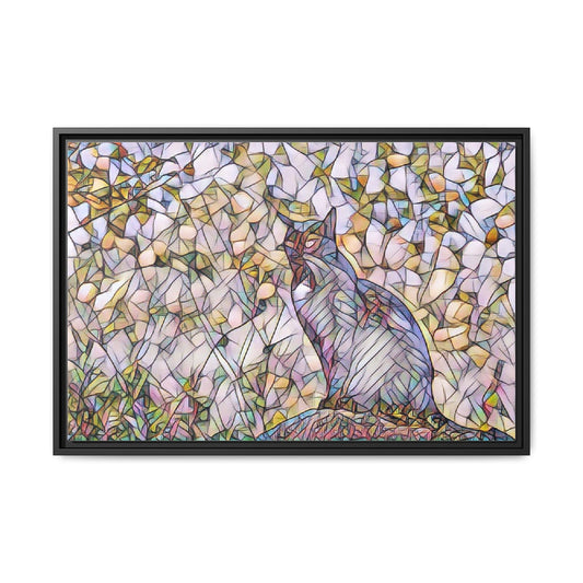 Framed Canvas Art - Stained Glass Heron Nature Print