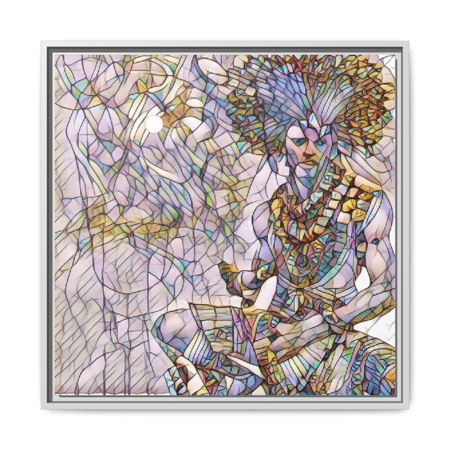 Framed Matte Canvas Art — Colorful Tribal Warrior Illustration