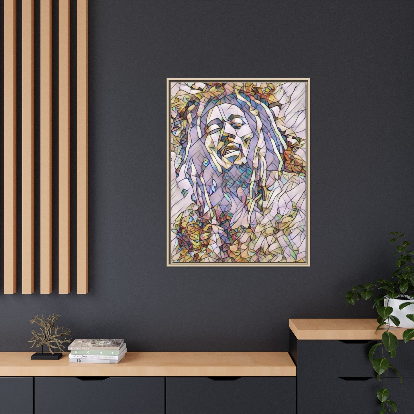 Abstract Multicolor Portrait Matte Canvas Framed Wall Art