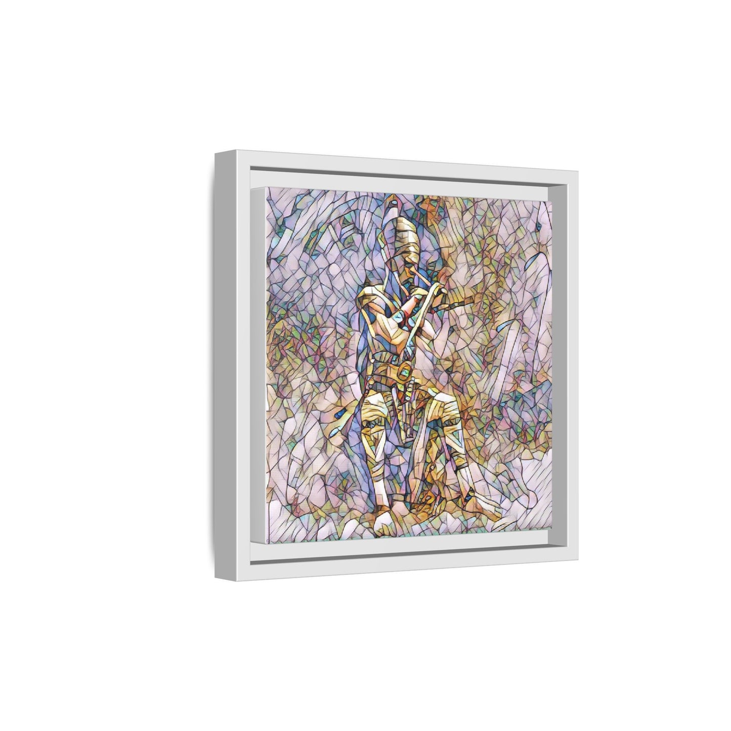 Framed Matte Canvas - Stained Glass Knight Artwork