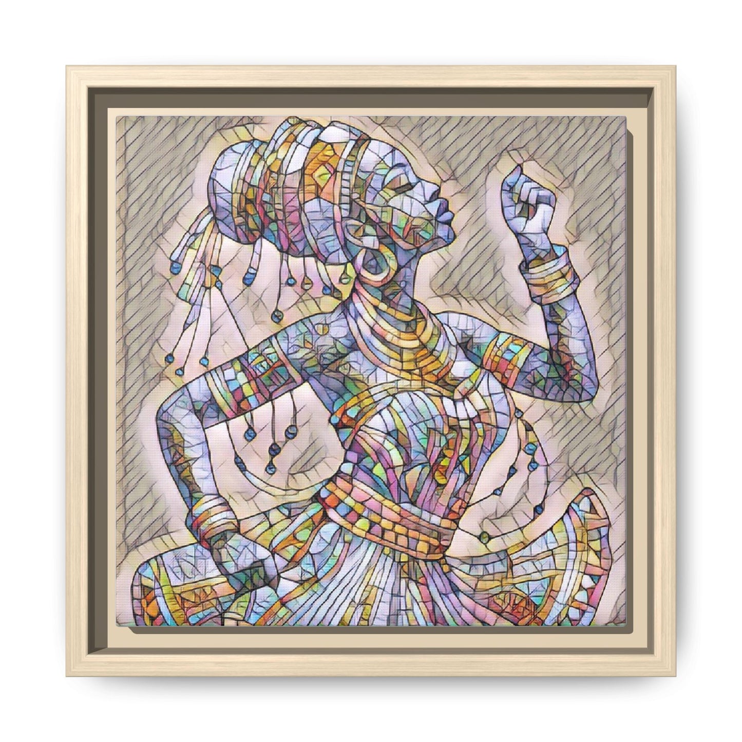 Framed Canvas Art — Colorful Mosaic Dancer