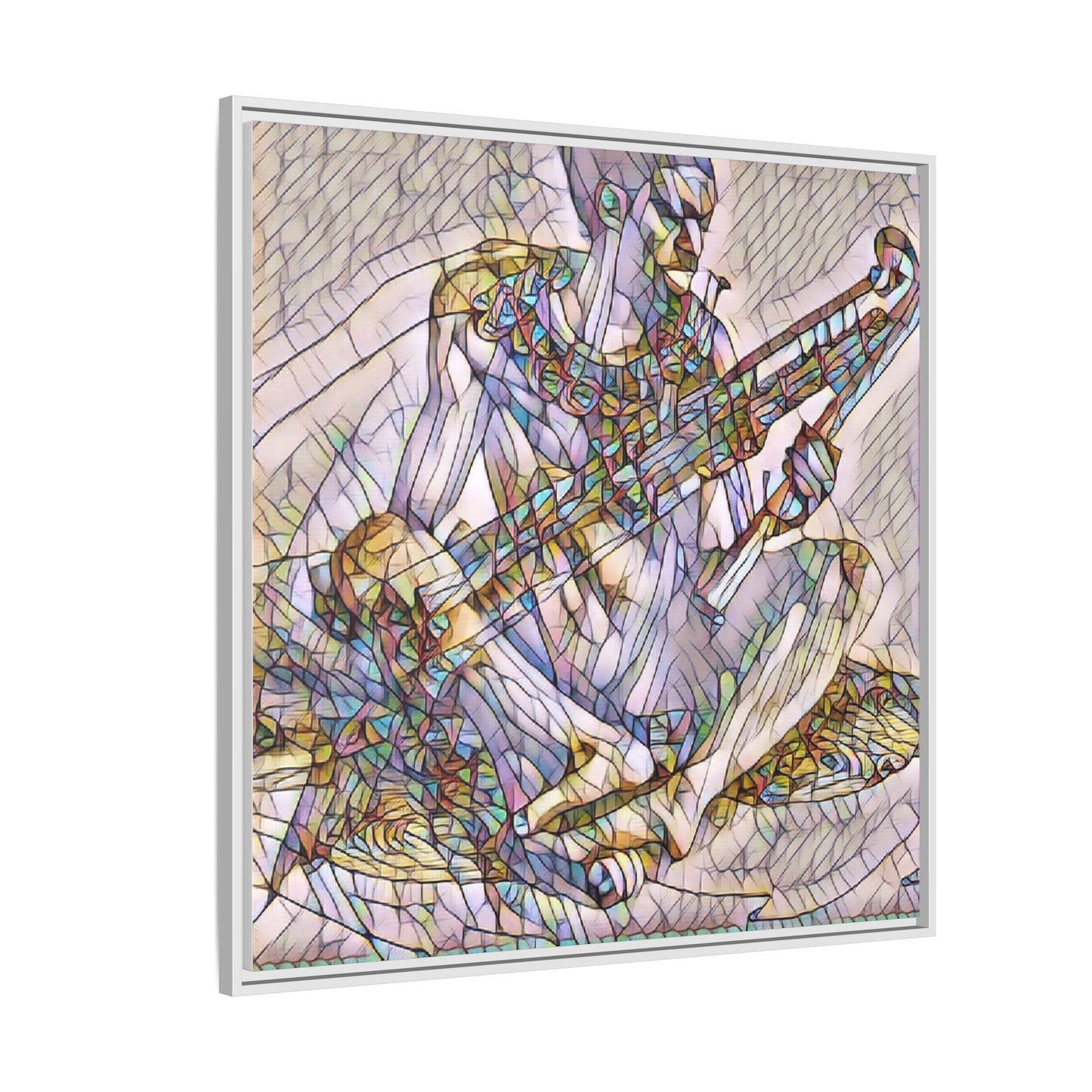 Framed Abstract Musician Canvas Art — Multicolor Modern Wall Decor