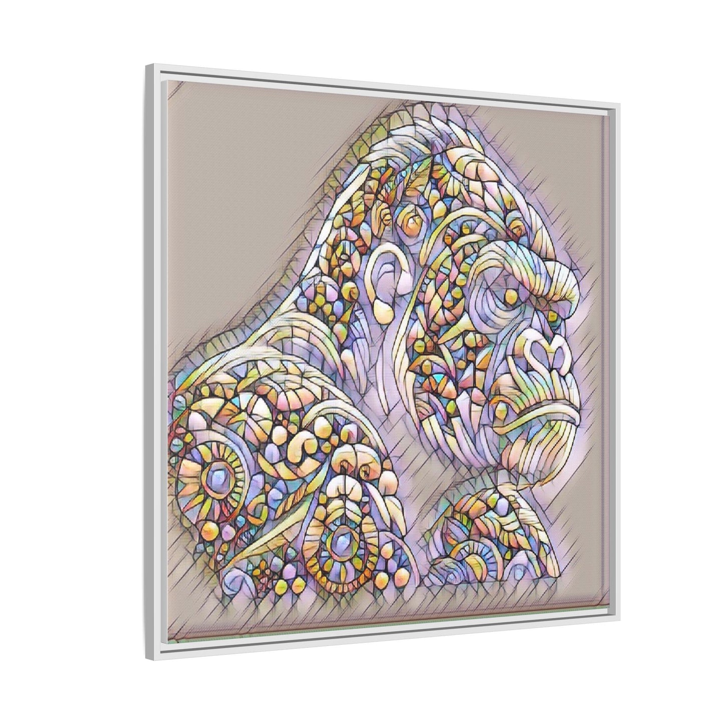 Colorful Ornate Gorilla Matte Canvas Framed Wall Art
