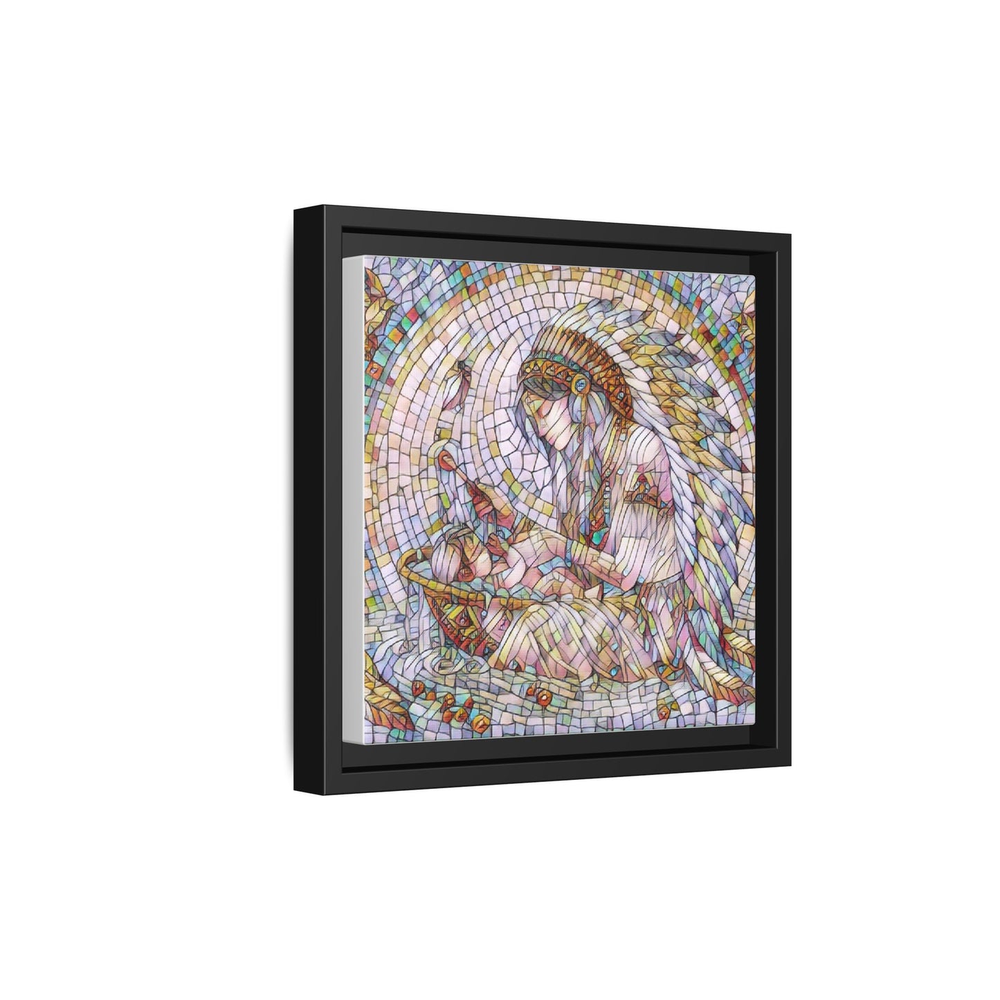 Framed Mosaic Native Mother & Child Matte Canvas Art