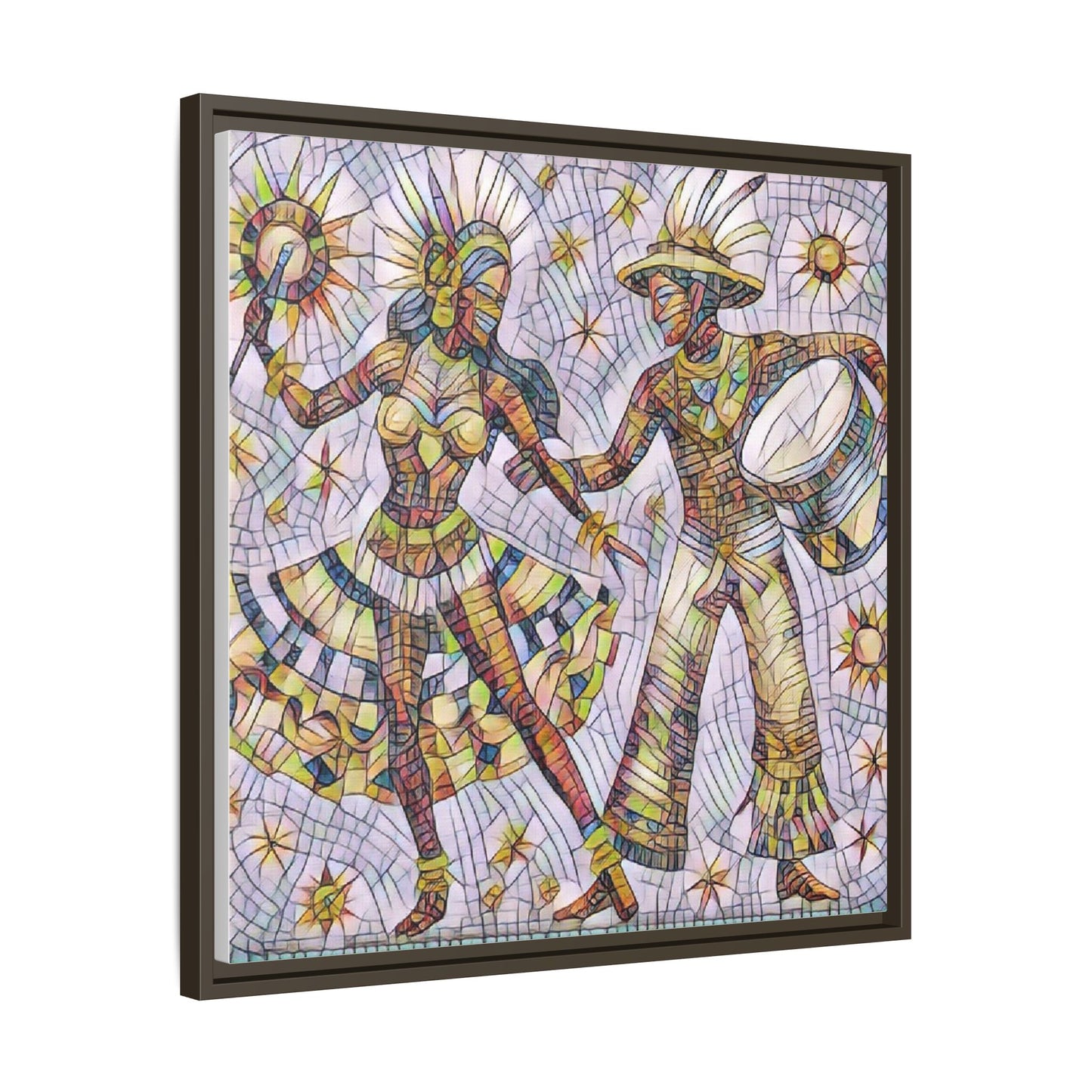 Carnival Dancers Framed Canvas Art — Colorful Samba Rhythm Wall Decor