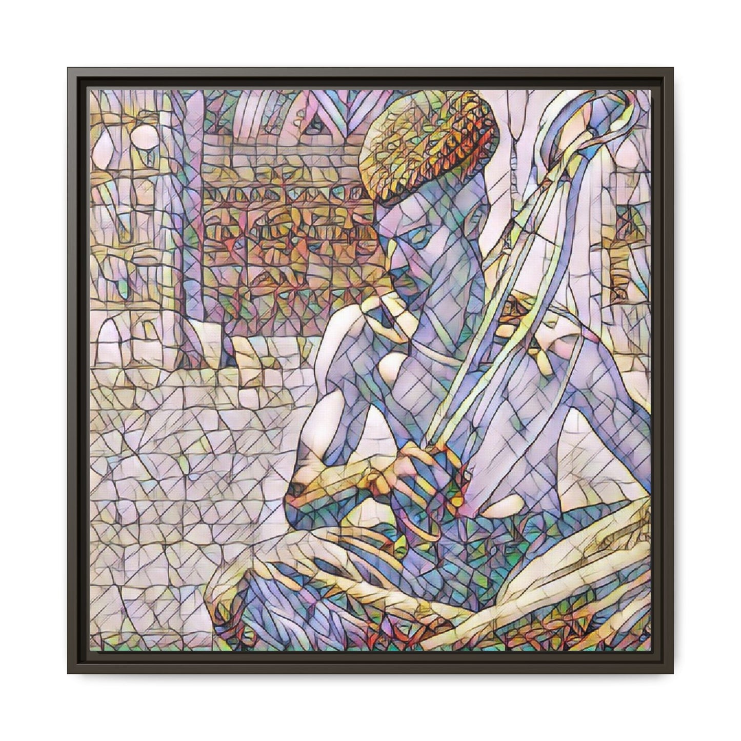Framed Matte Canvas Art – Stained-Glass Style Musician Print