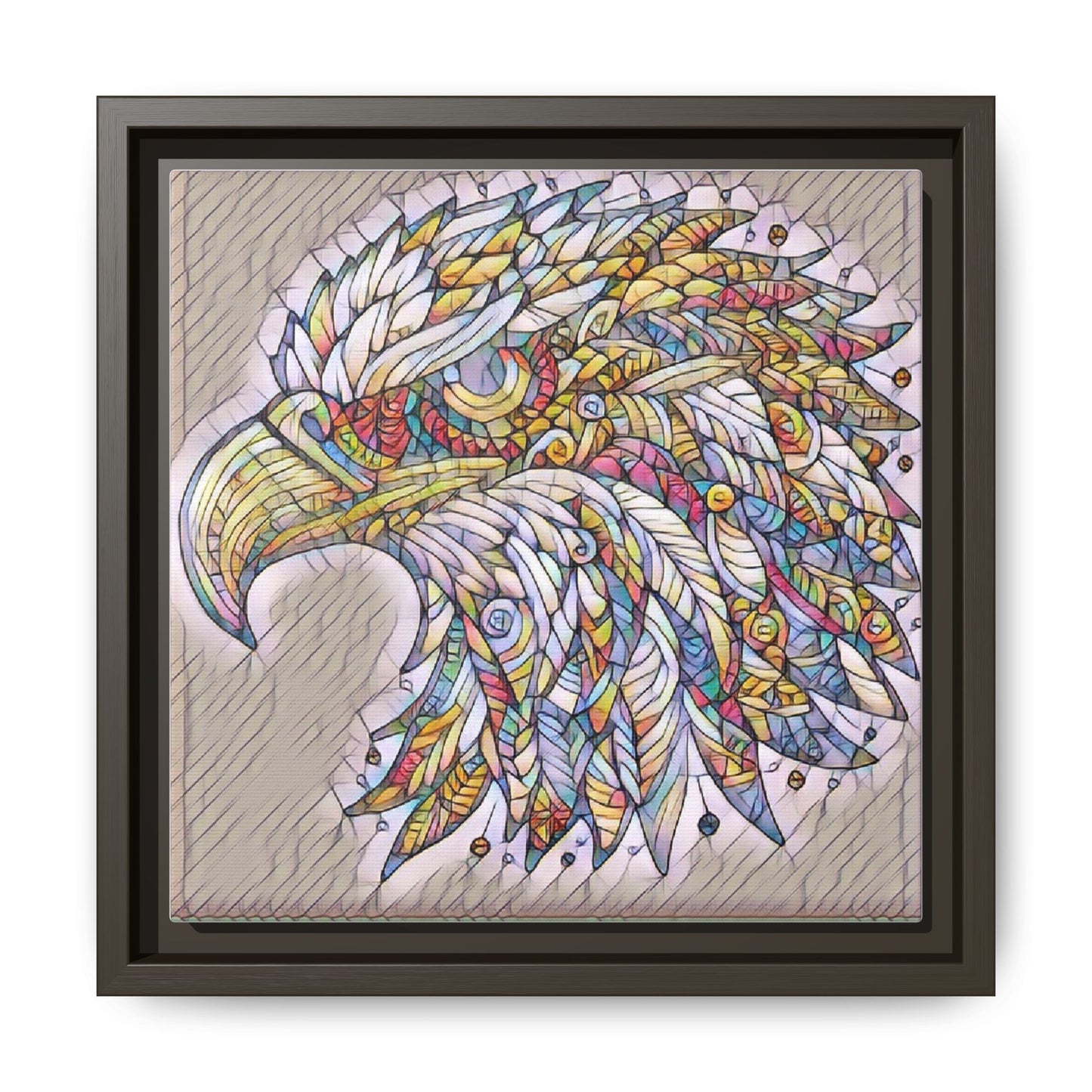 Colorful Eagle Head Matte Framed Canvas Art