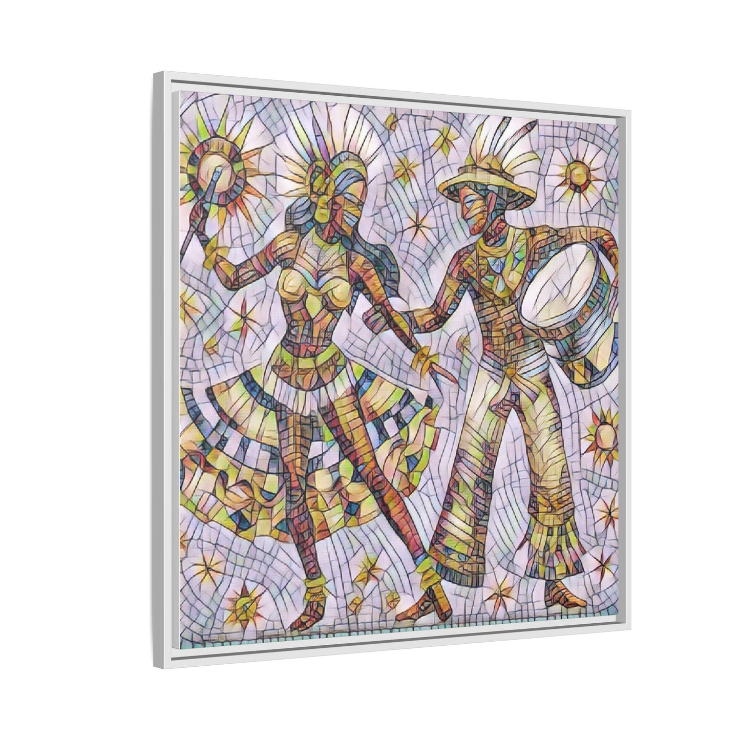 Carnival Dancers Framed Canvas Art — Colorful Samba Rhythm Wall Decor