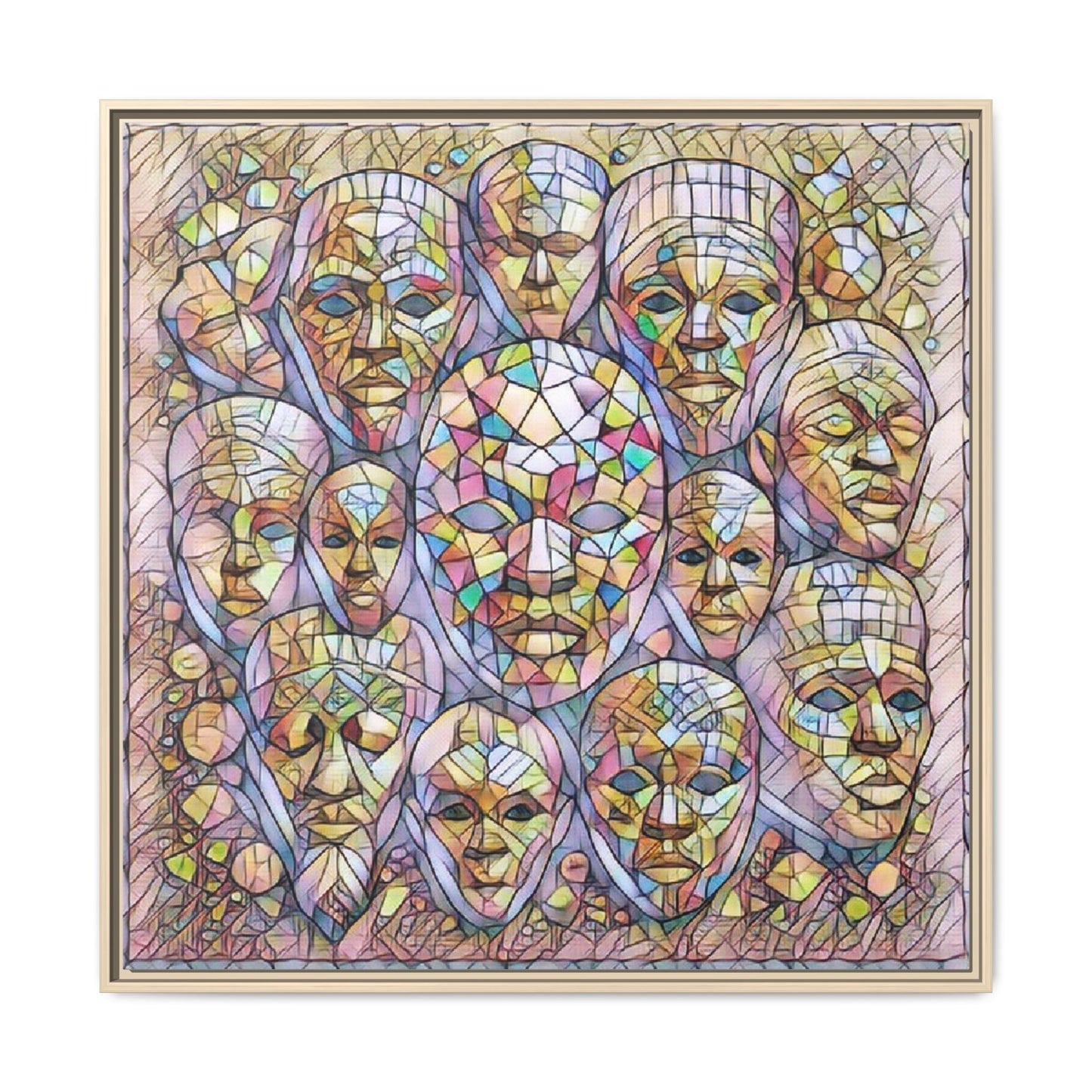 Framed Art Print — Mosaic Faces Matte Canvas