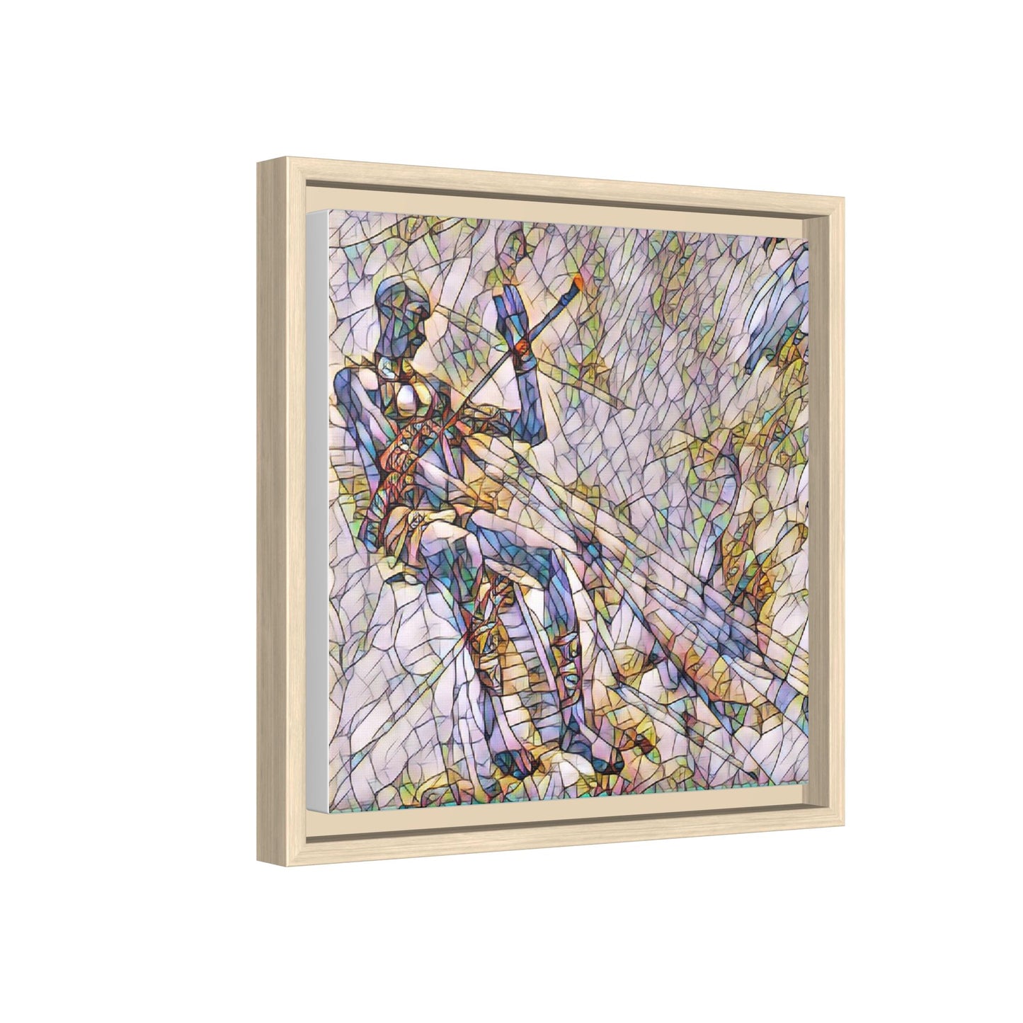 Abstract Stained-Glass Warrior Framed Canvas
