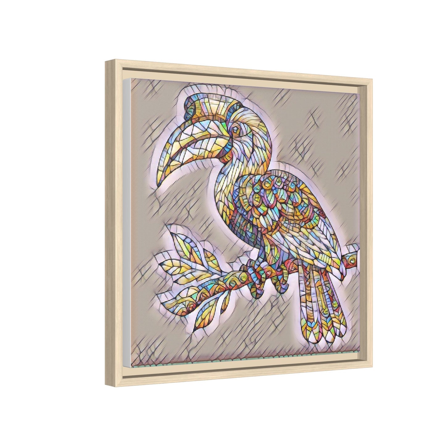 Colorful Stained Glass Toucan Matte Canvas Framed Wall Art