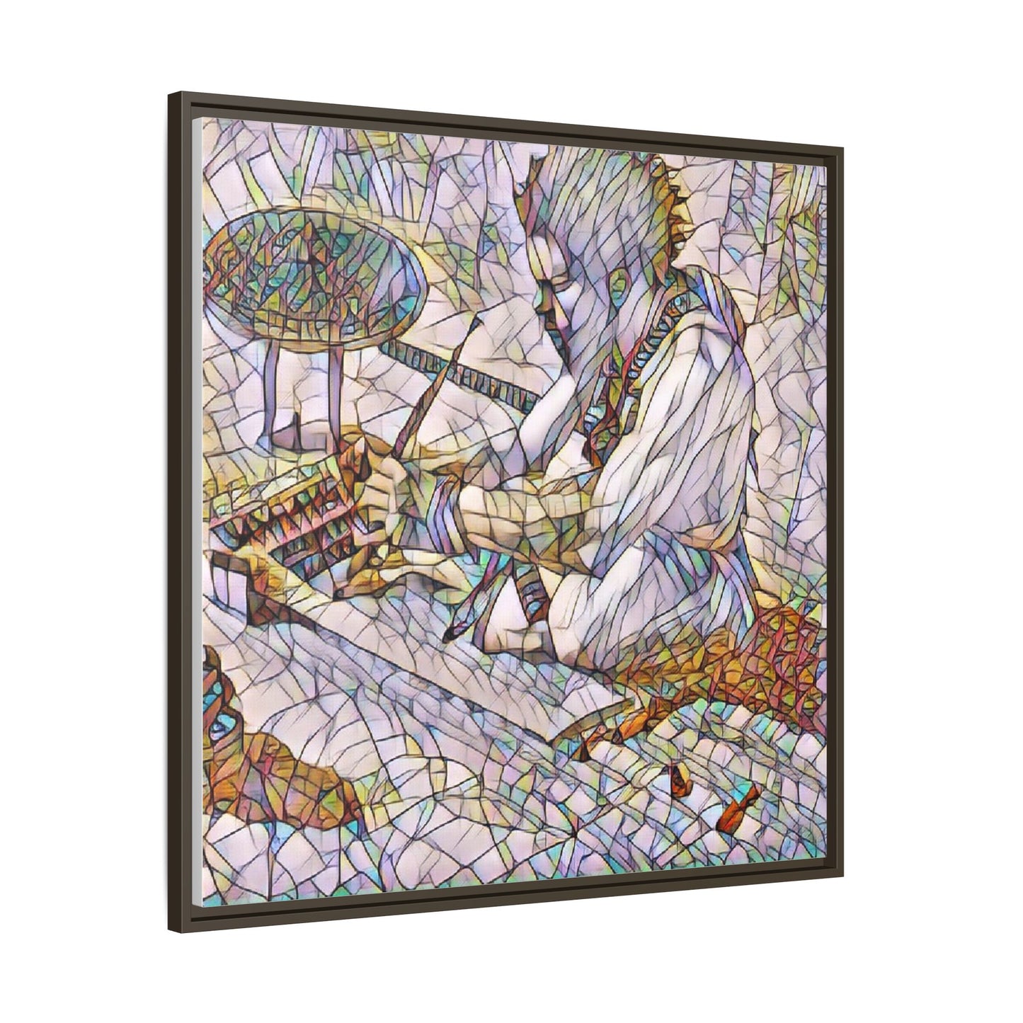 Framed Matte Canvas — Abstract Drummer Mosaic Wall Art