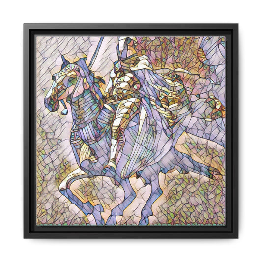Stained Glass Style Horse Framed Canvas Art