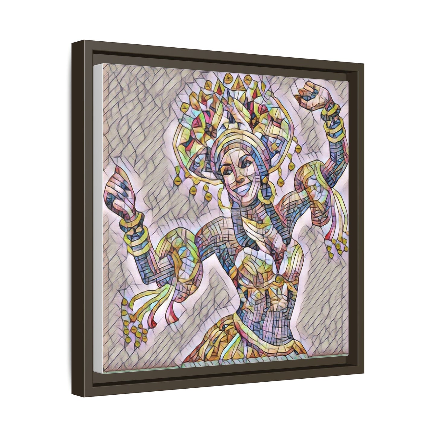 Framed Matte Canvas: Colorful Carnival Dancer Artwork – Vibrant Ethnic Dance Wall Art