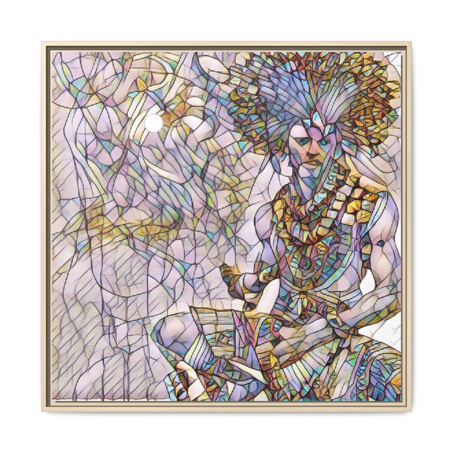 Framed Matte Canvas Art — Colorful Tribal Warrior Illustration