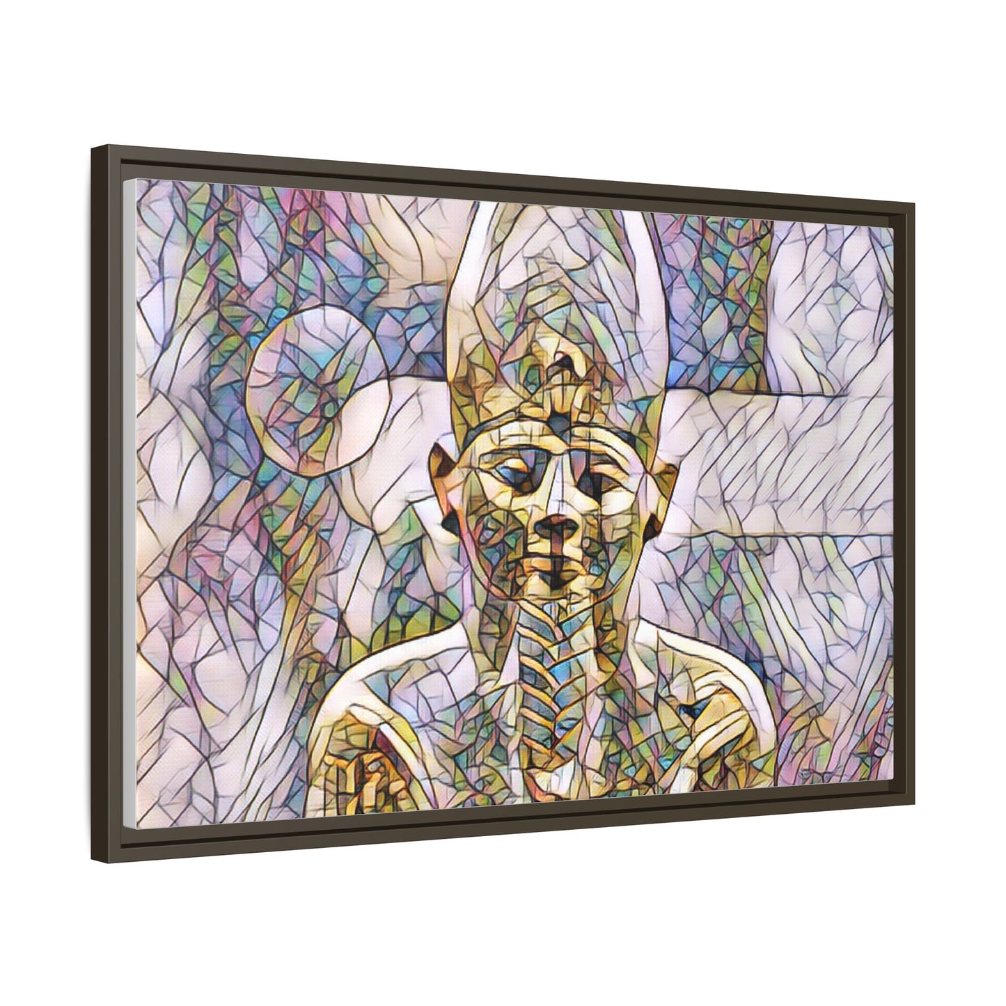 Egyptian Pharaoh Stained-Glass Style Matte Canvas Print, Framed