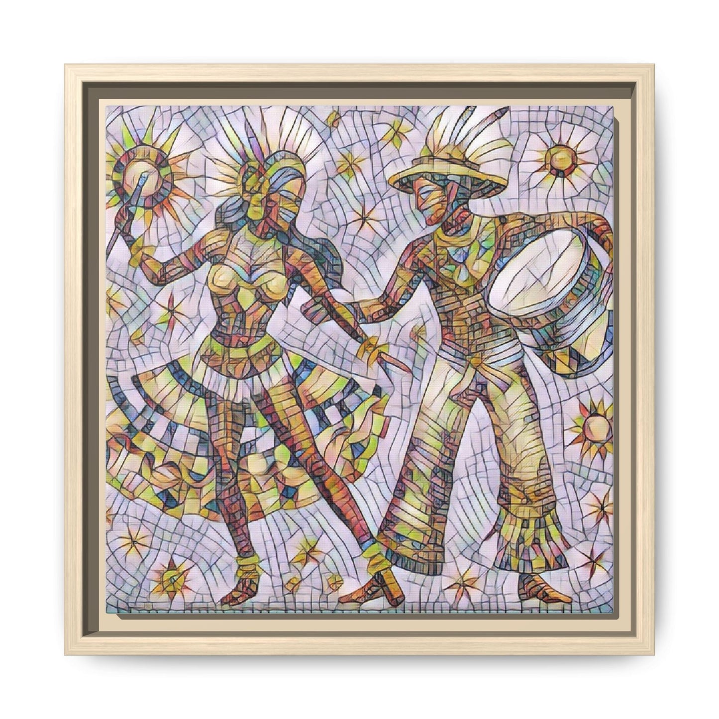 Carnival Dancers Framed Canvas Art – Colorful Samba Couple Print
