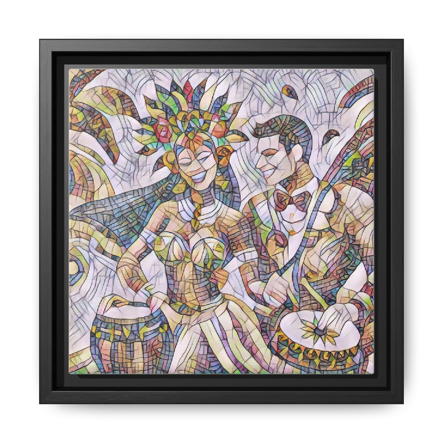Carnival Samba Dancers Framed Canvas Art — Colorful Brazilian Festival Wall Decor