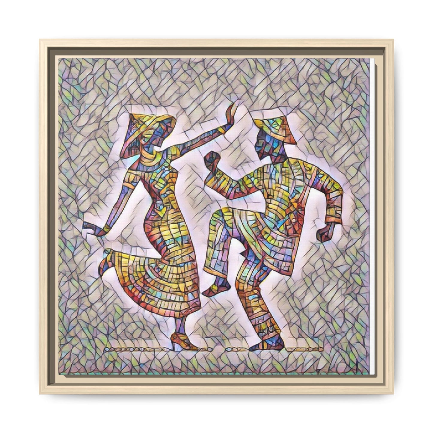 Colorful Folk Dance Matte Canvas Print (Framed)