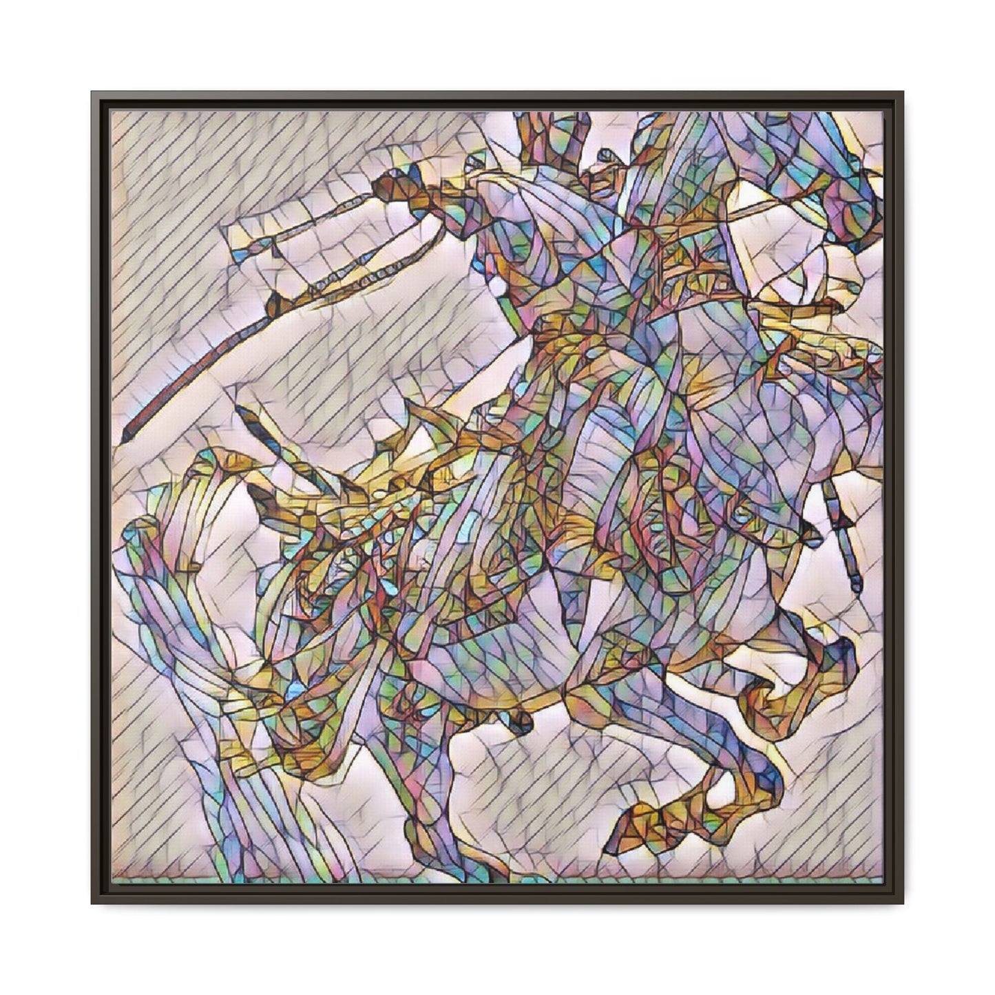 Framed Abstract Stained-Glass Horse Canvas