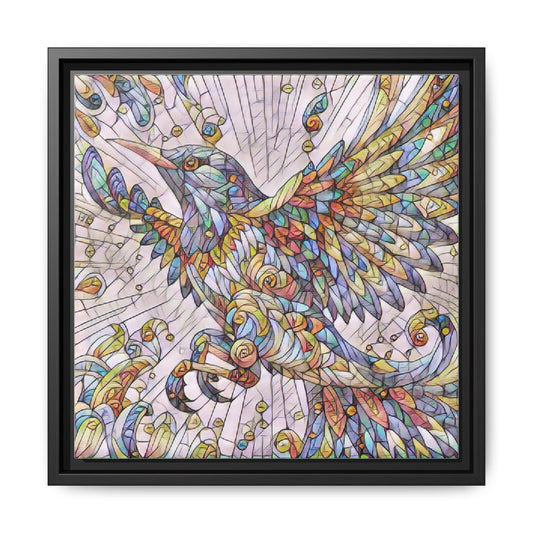 Stained Glass Phoenix Matte Framed Canvas Art