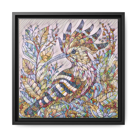 Framed Matte Canvas - Colorful Hoopoe Bird Mosaic Wall Art
