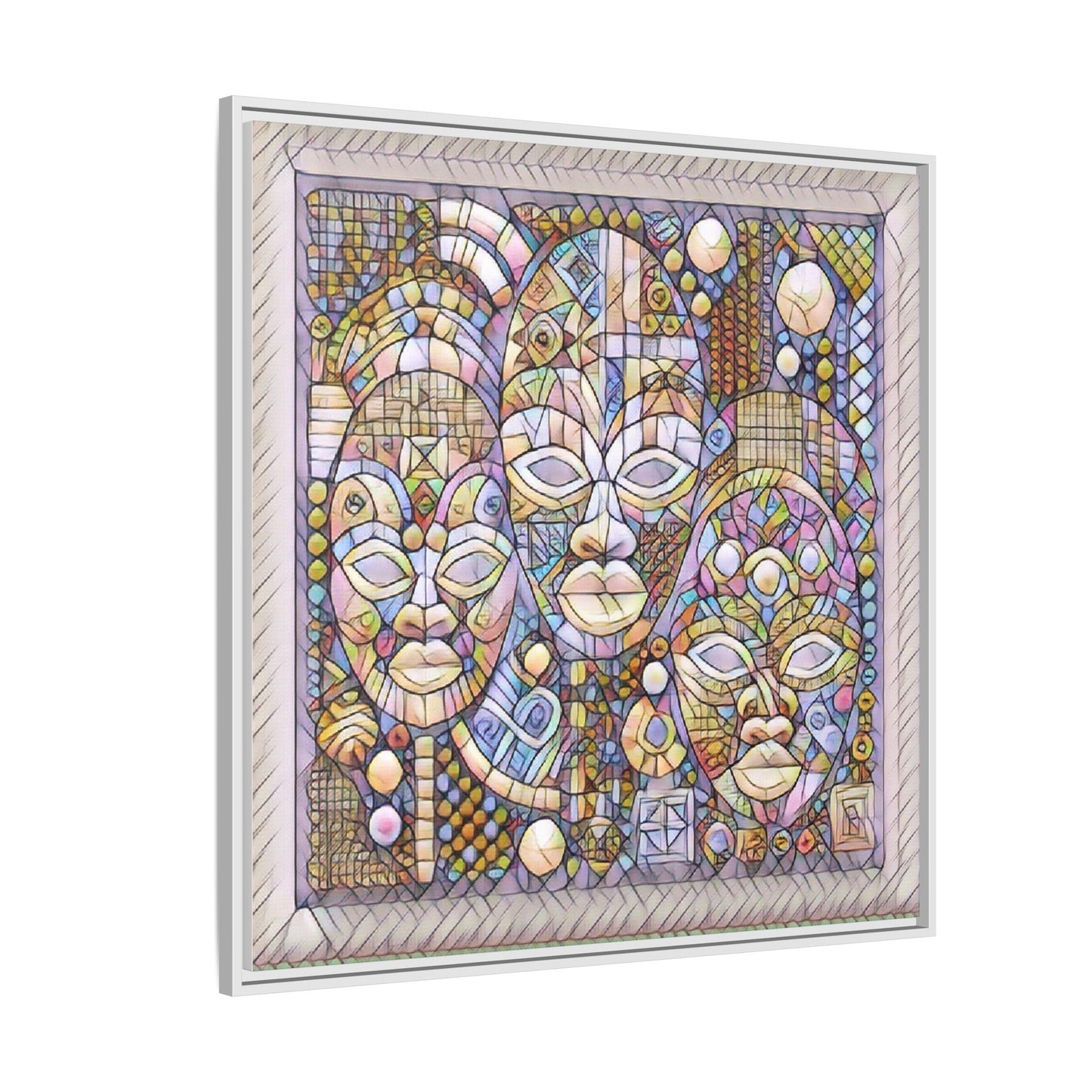 Abstract African Mask Art — Framed Matte Canvas Wall Art