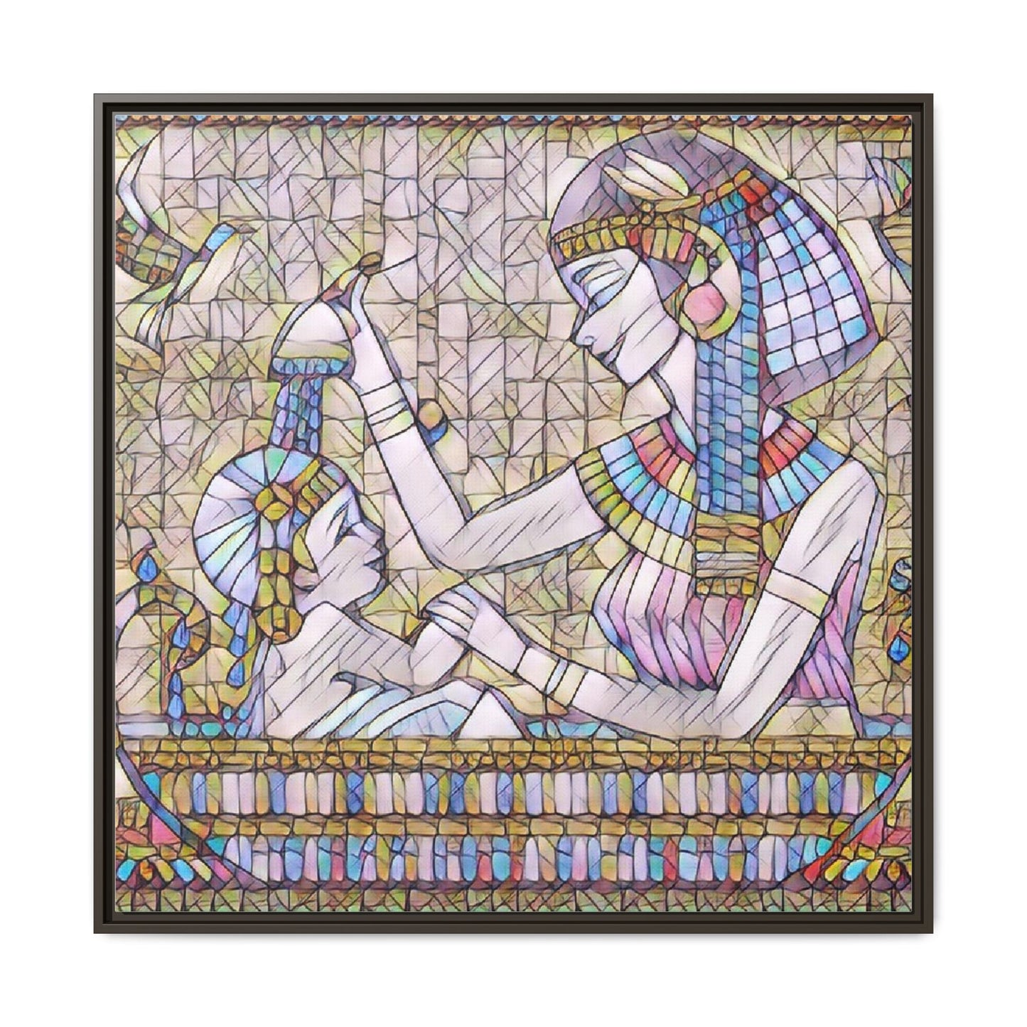 Egyptian Mosaic Mother & Child Framed Matte Canvas