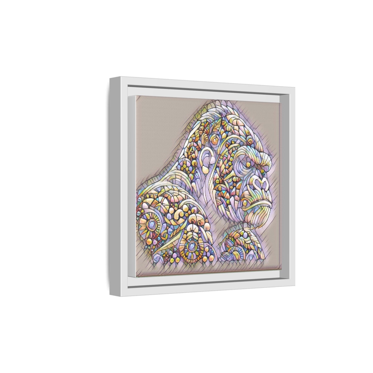 Colorful Ornate Gorilla Matte Canvas Framed Wall Art
