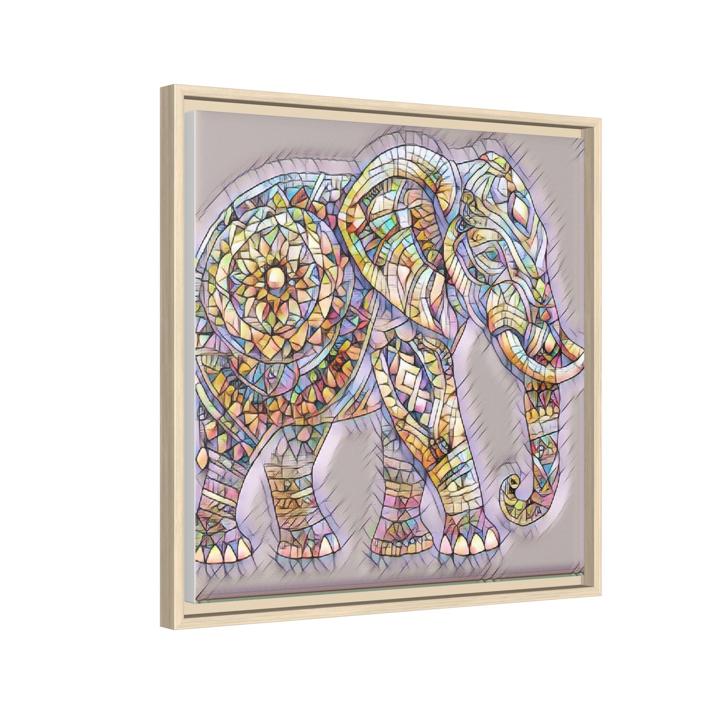 Colorful Mosaic Elephant Framed Canvas Print