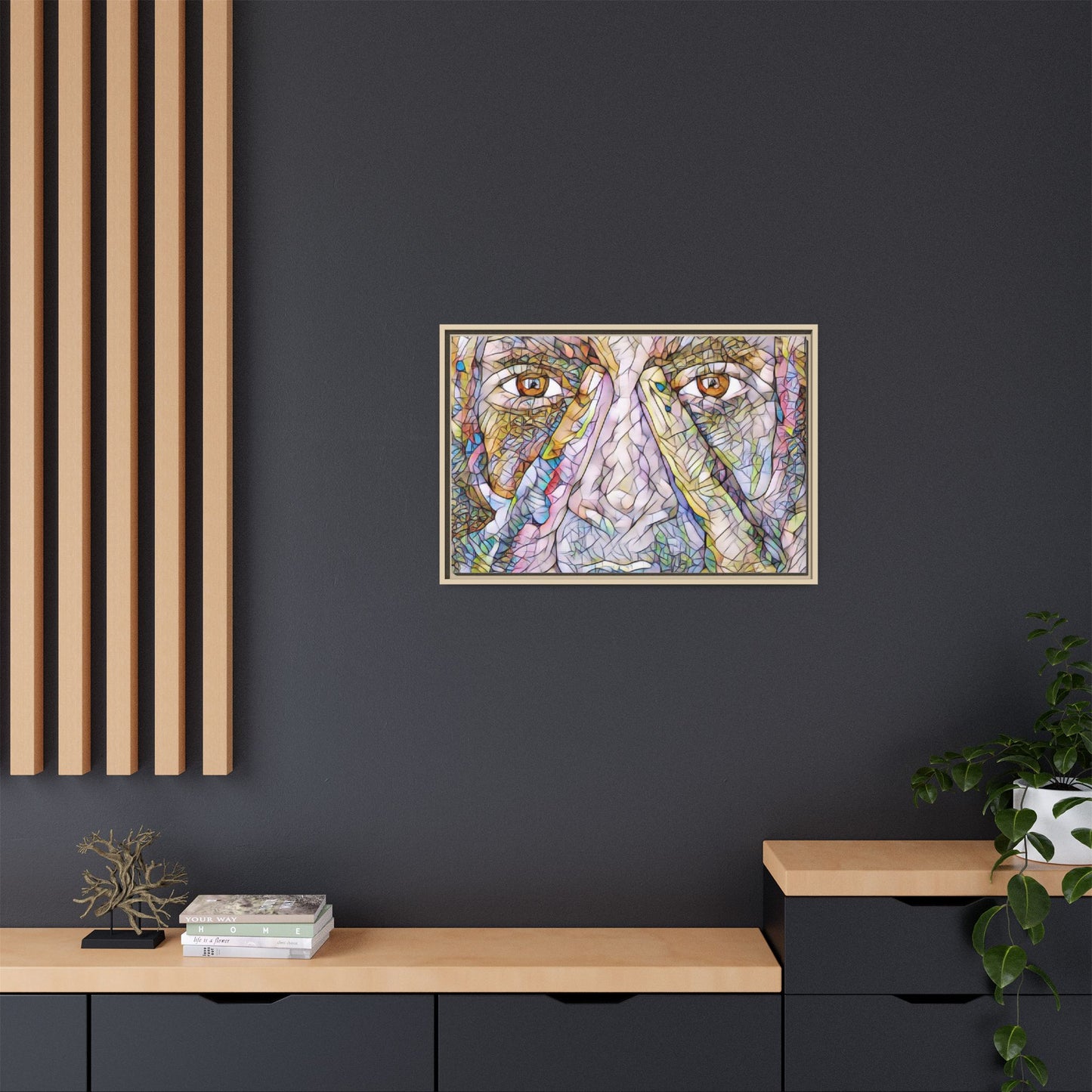 Abstract Stained-Glass Face Matte Canvas Framed Wall Art