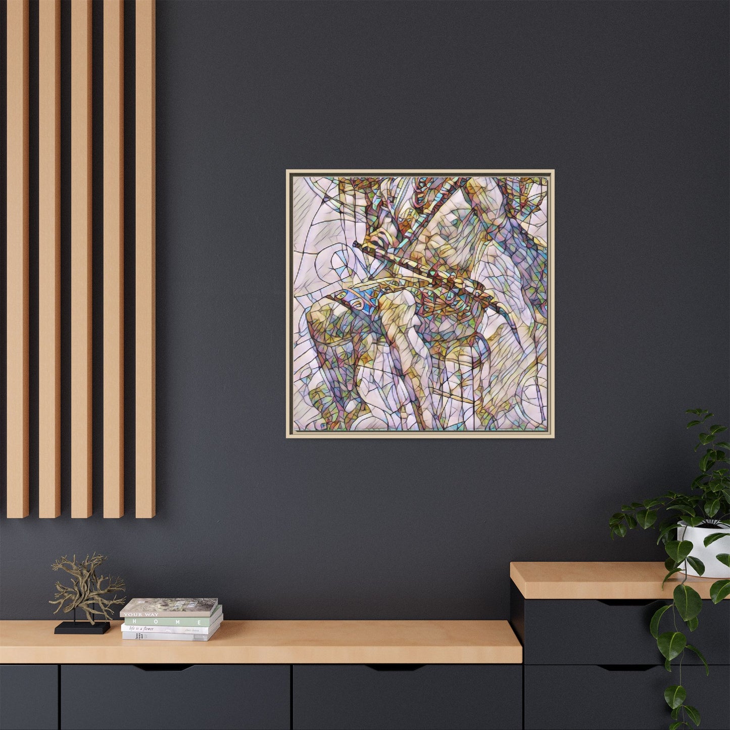 Framed Abstract Musician Canvas Art — Multi‑Color Jazz Saxophone Print